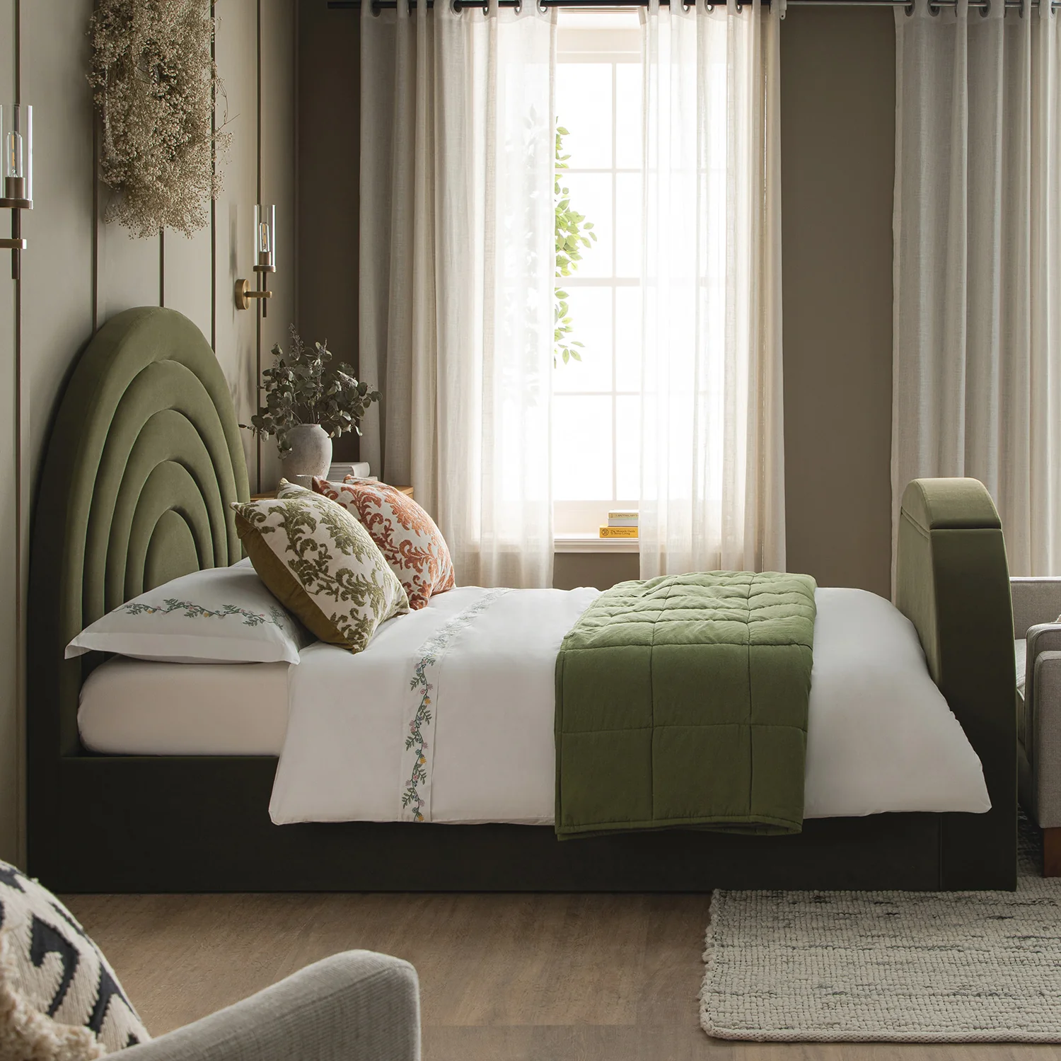 Archer Moss Green Velvet Ottoman TV Bed - Image 4