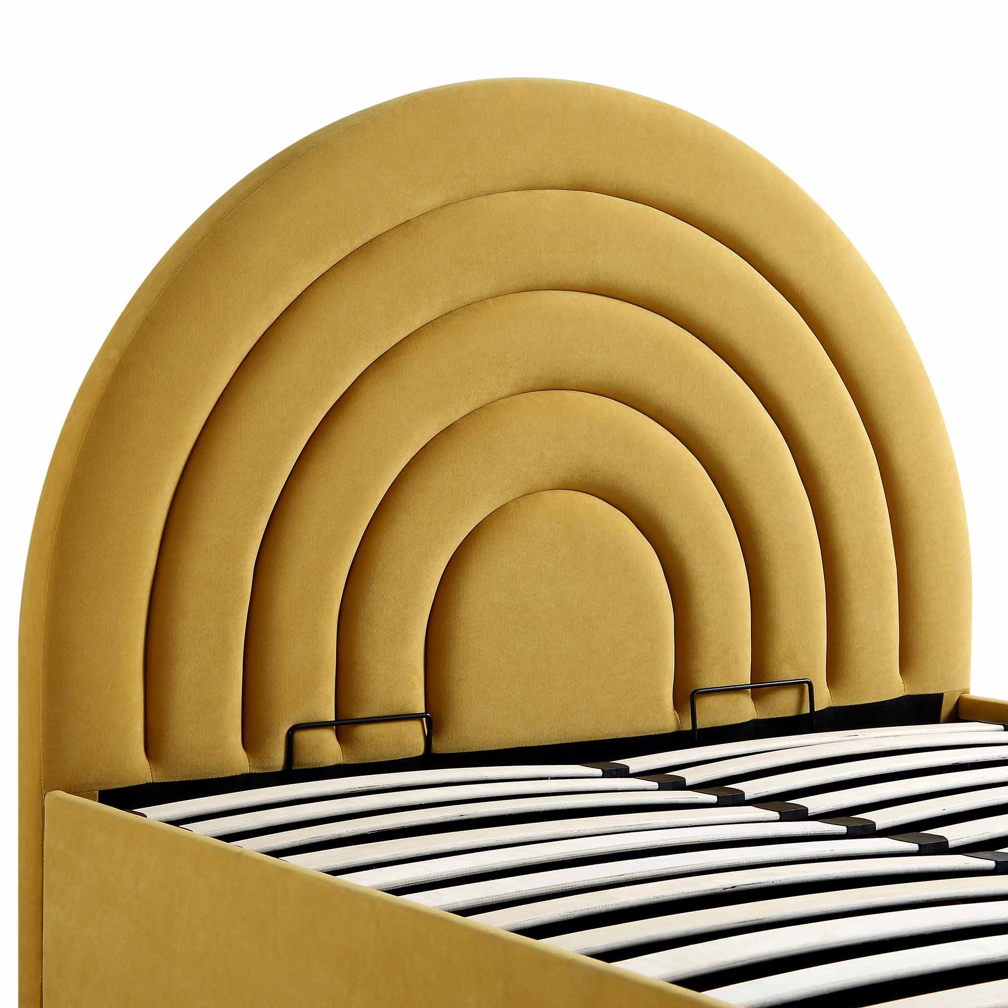 Archer Mustard Yellow Velvet Ottoman Storage Bed - Image 10