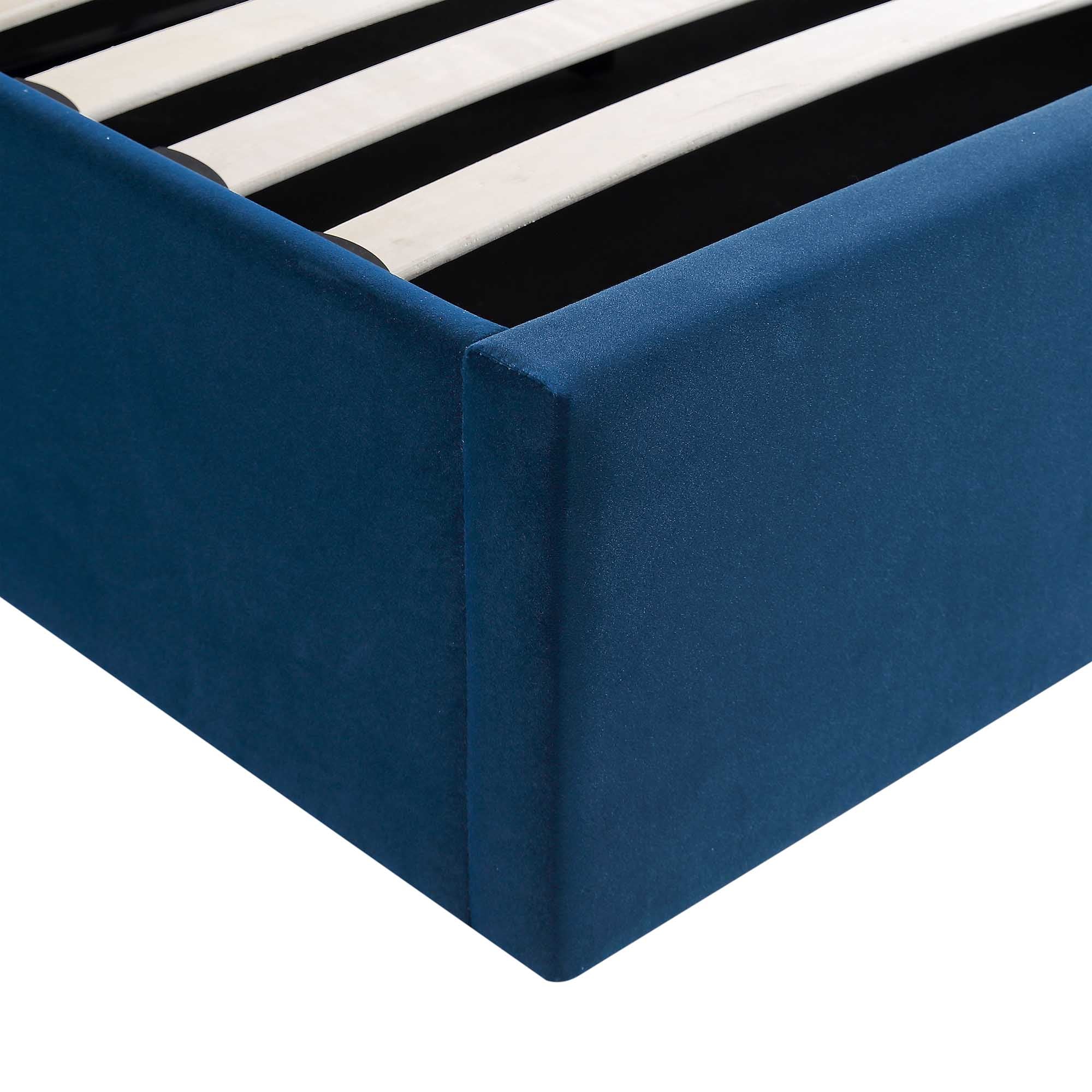Archer Navy Blue Velvet Ottoman Storage Bed - Image 11