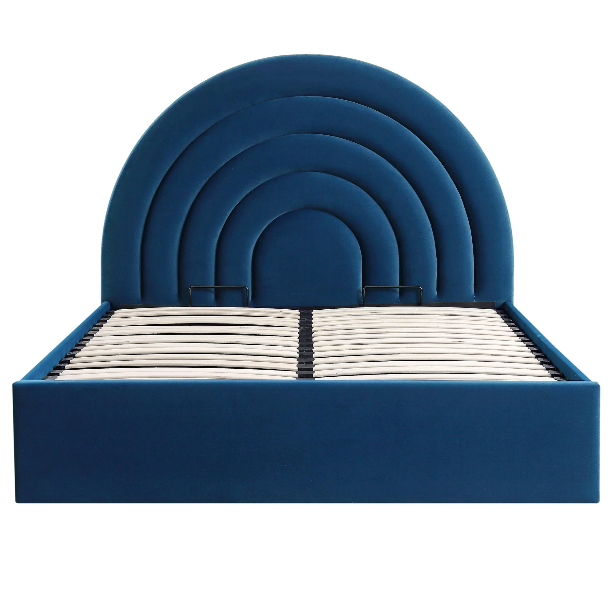 Archer Navy Blue Velvet Ottoman Storage Bed - Image 3