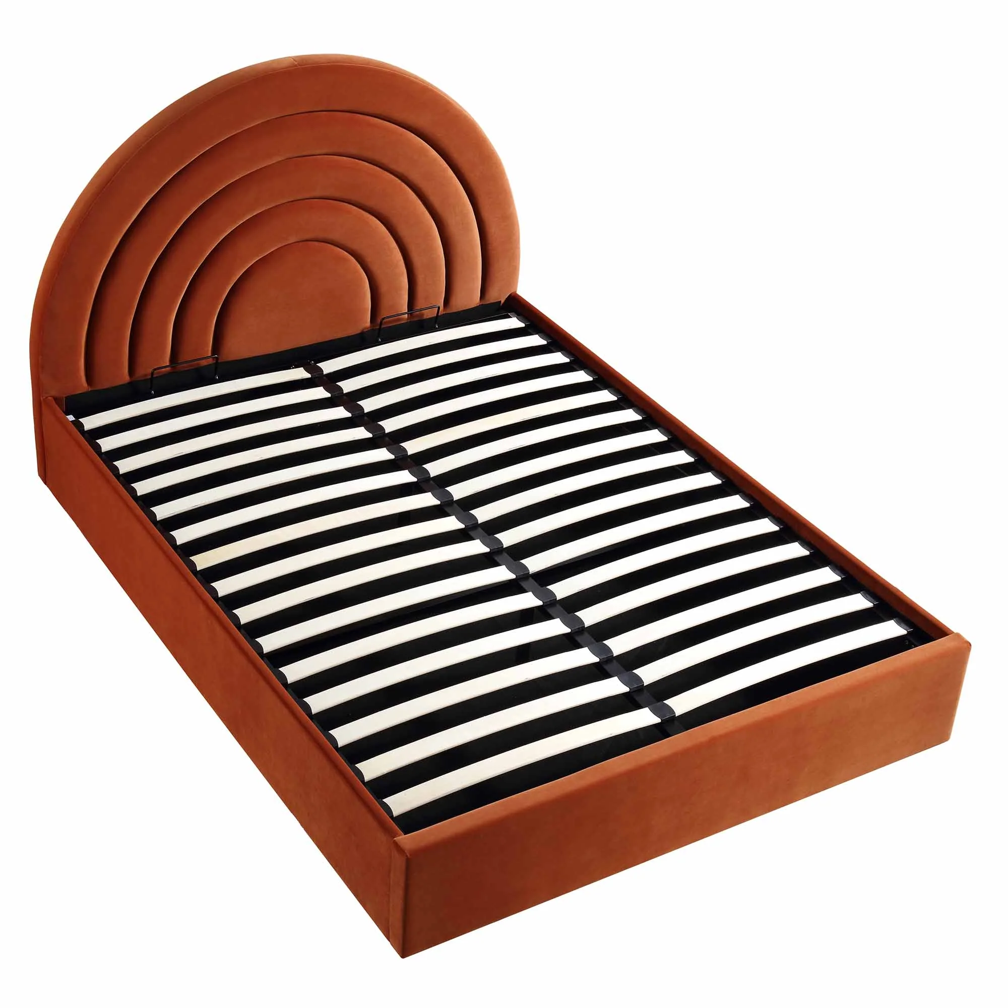 Archer Rust Velvet Ottoman Storage Bed - Image 9
