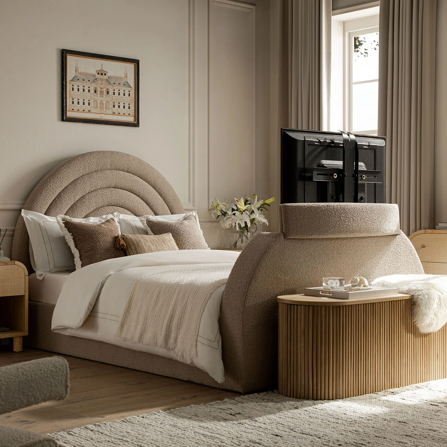 Archer Taupe Boucle Ottoman TV Bed - Image 3