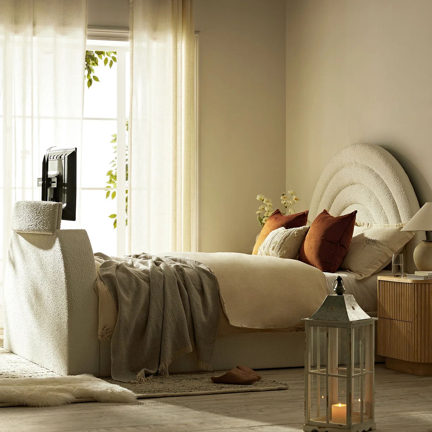 Archer White Boucle Ottoman TV Bed - Image 4