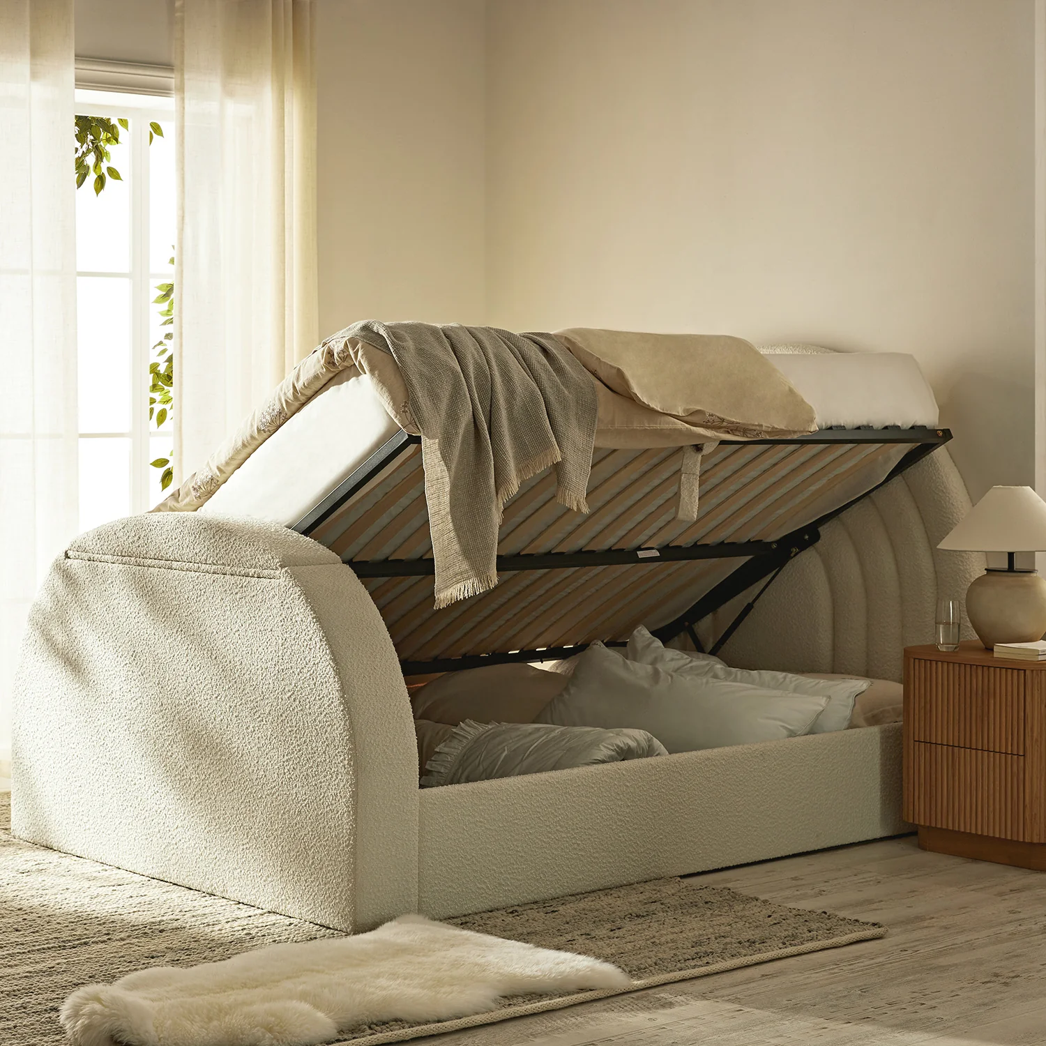 Archer White Boucle Ottoman TV Bed - Image 6