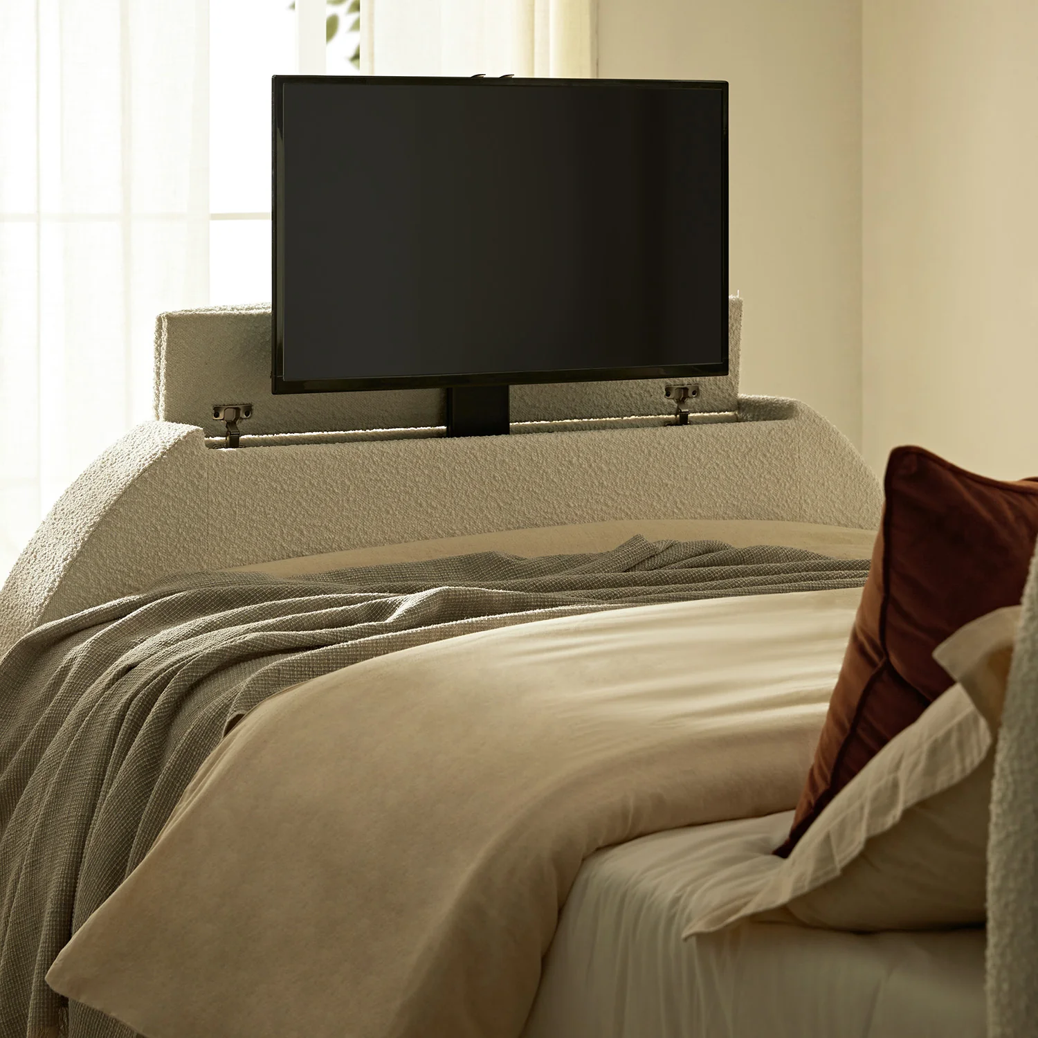 Archer White Boucle Ottoman TV Bed - Image 8