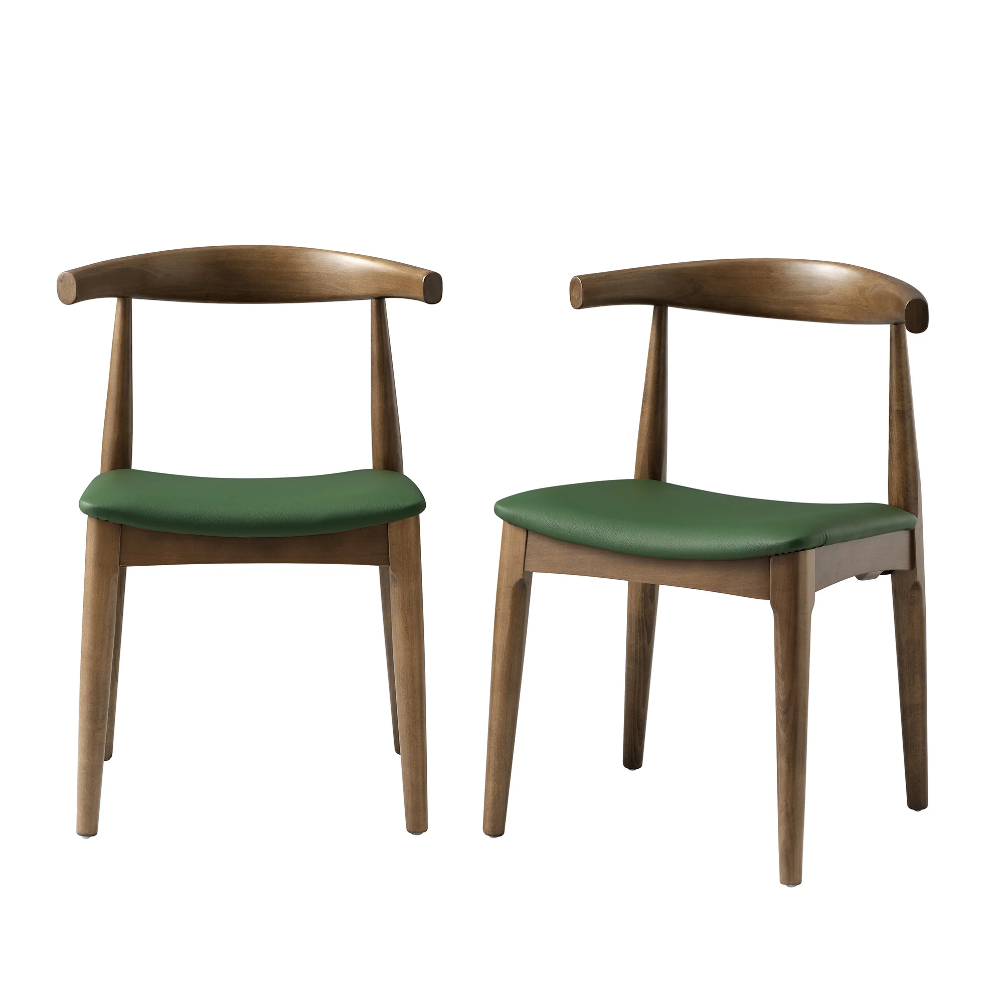 Arley Set of 2 Beech Wood Dining Chairs, Light Walnut and Olive Green - Image 8