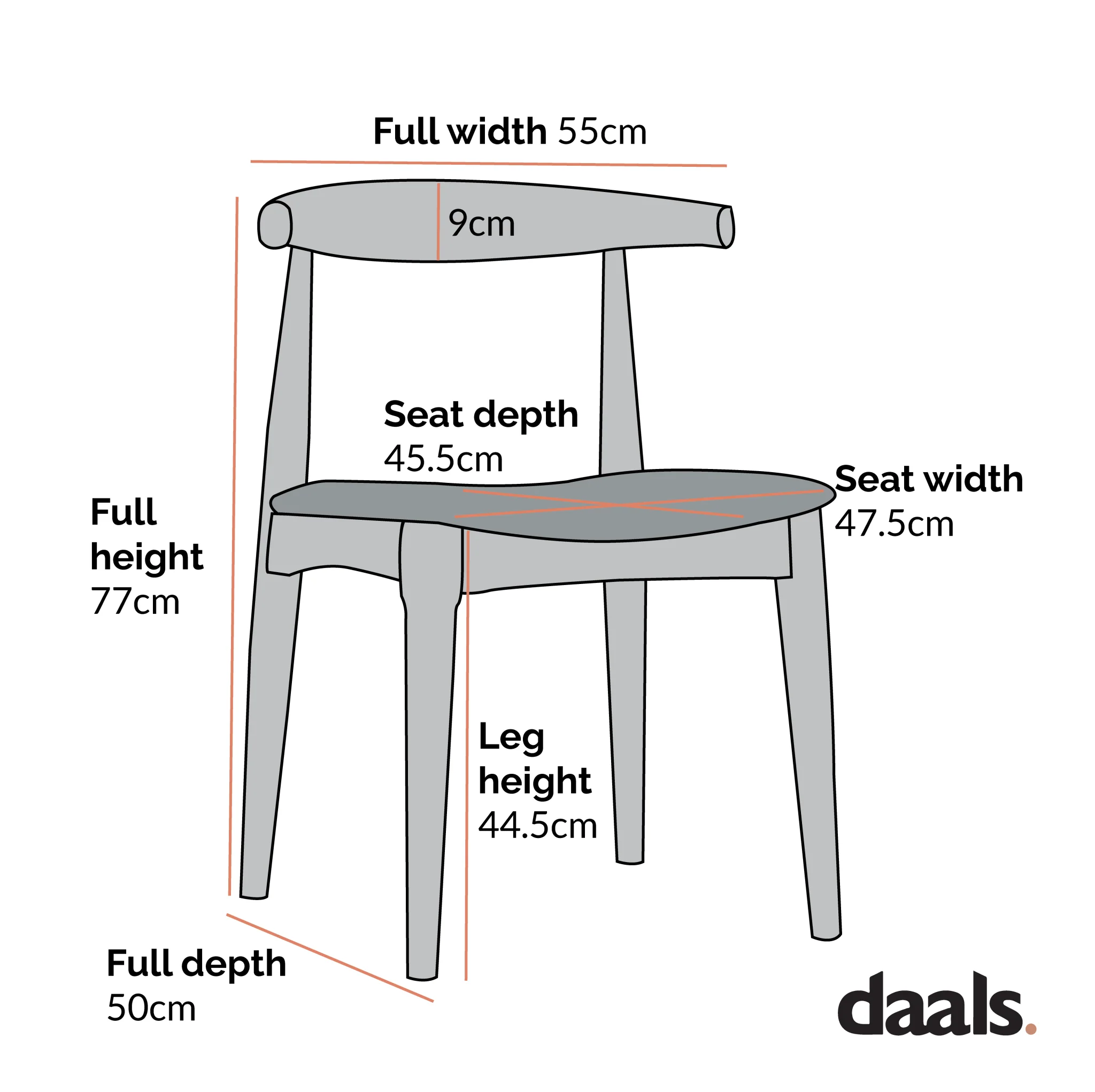 Arley Set of 2 Beech Wood Dining Chairs, Walnut and Black - Image 3