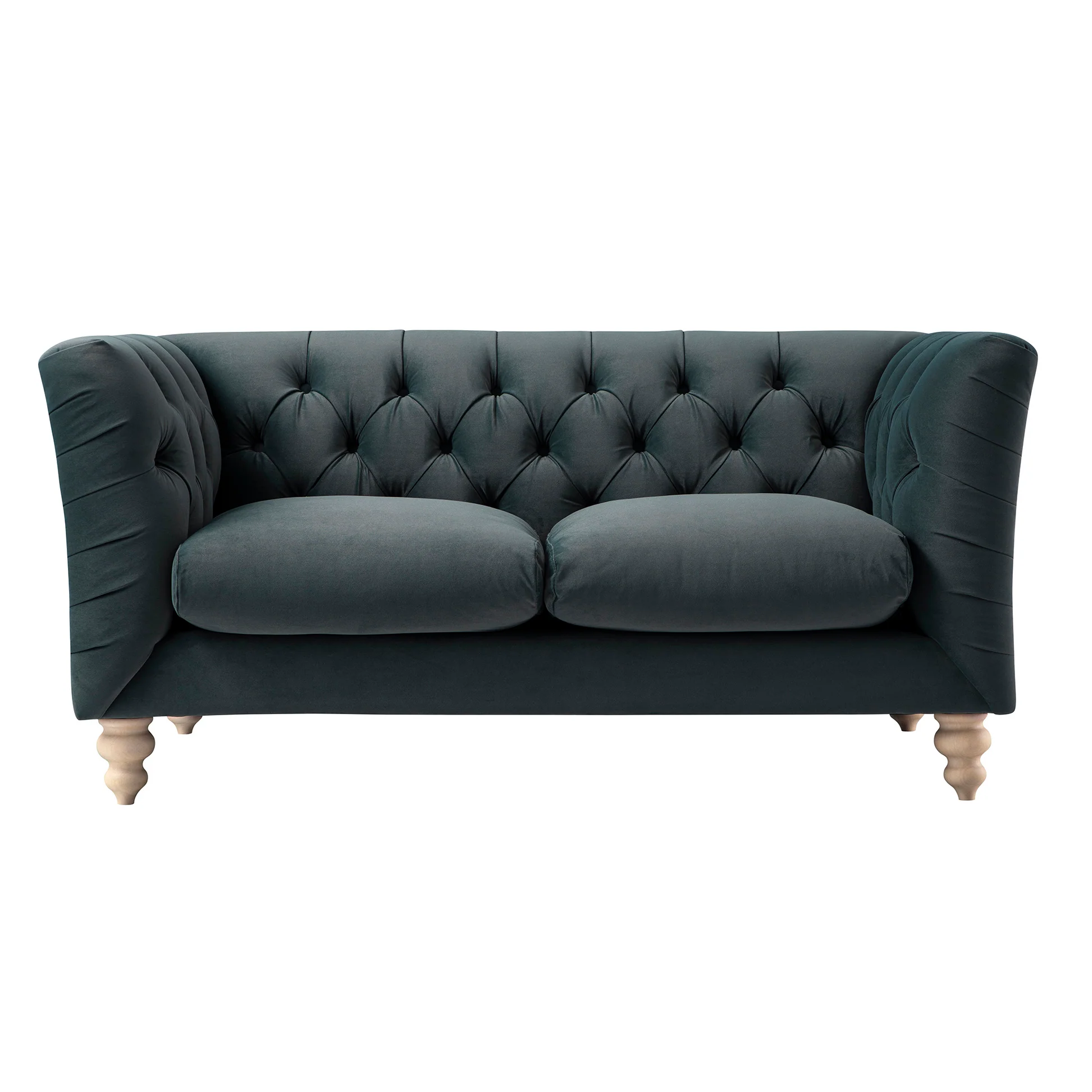 Ashby Chesterfield 2-Seater Sofa, Aegean Blue Velvet - Image 9