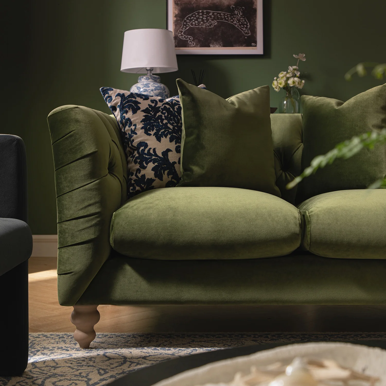 Ashby Chesterfield 2-Seater Sofa, Fern Green Velvet - Image 3