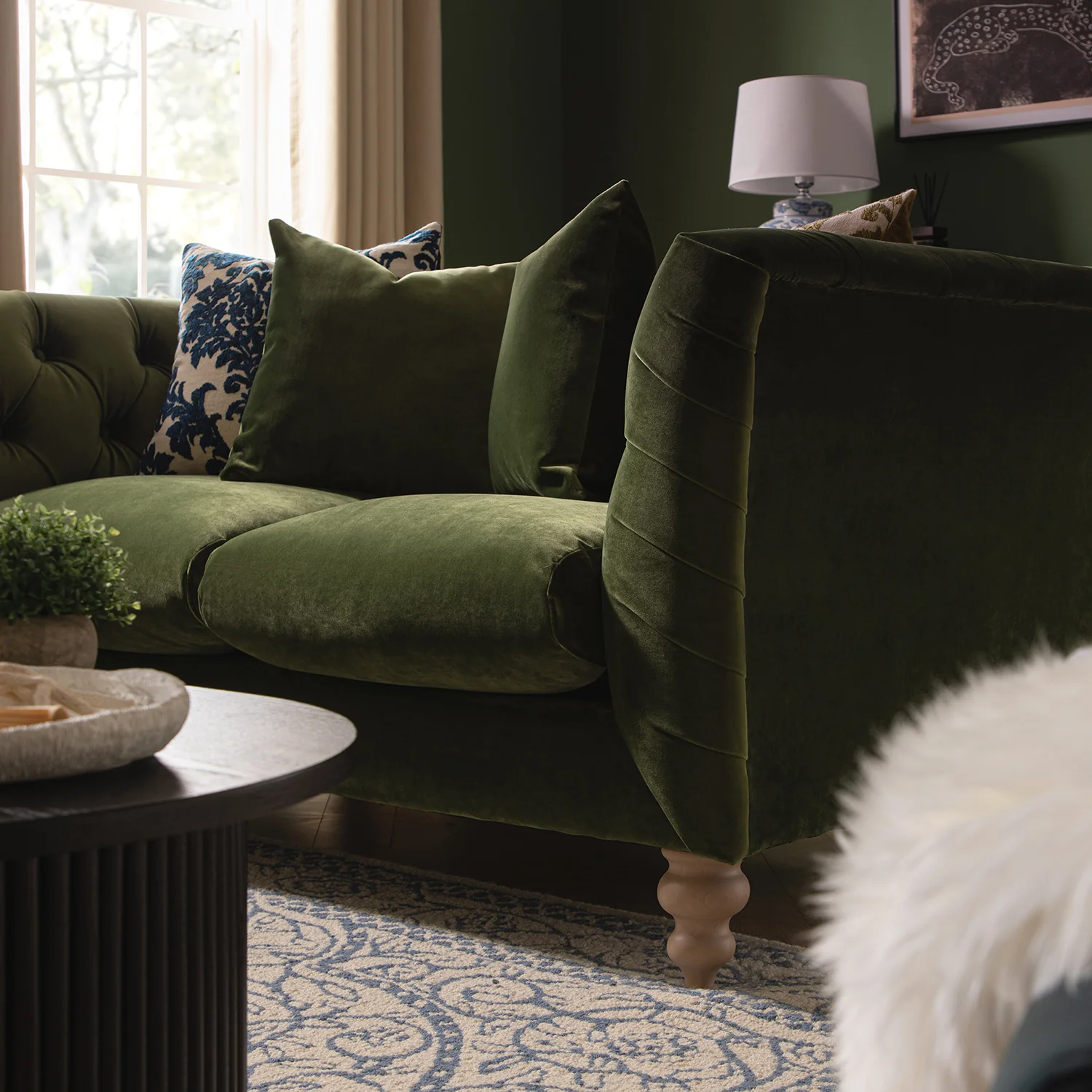 Ashby Chesterfield 2-Seater Sofa, Fern Green Velvet - Image 5