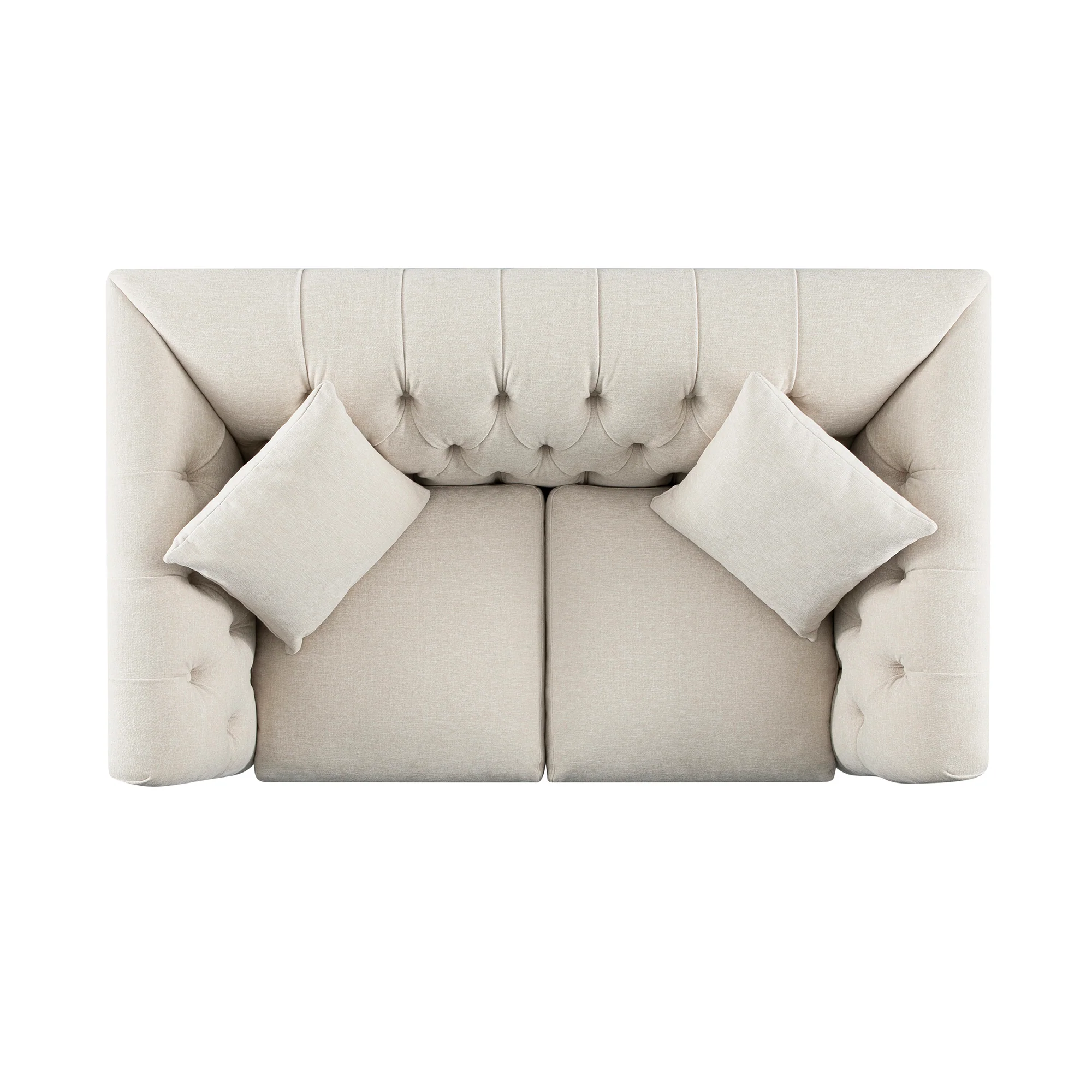 Ashby Chesterfield 2-Seater Sofa, Oatmeal Chenille - Image 12