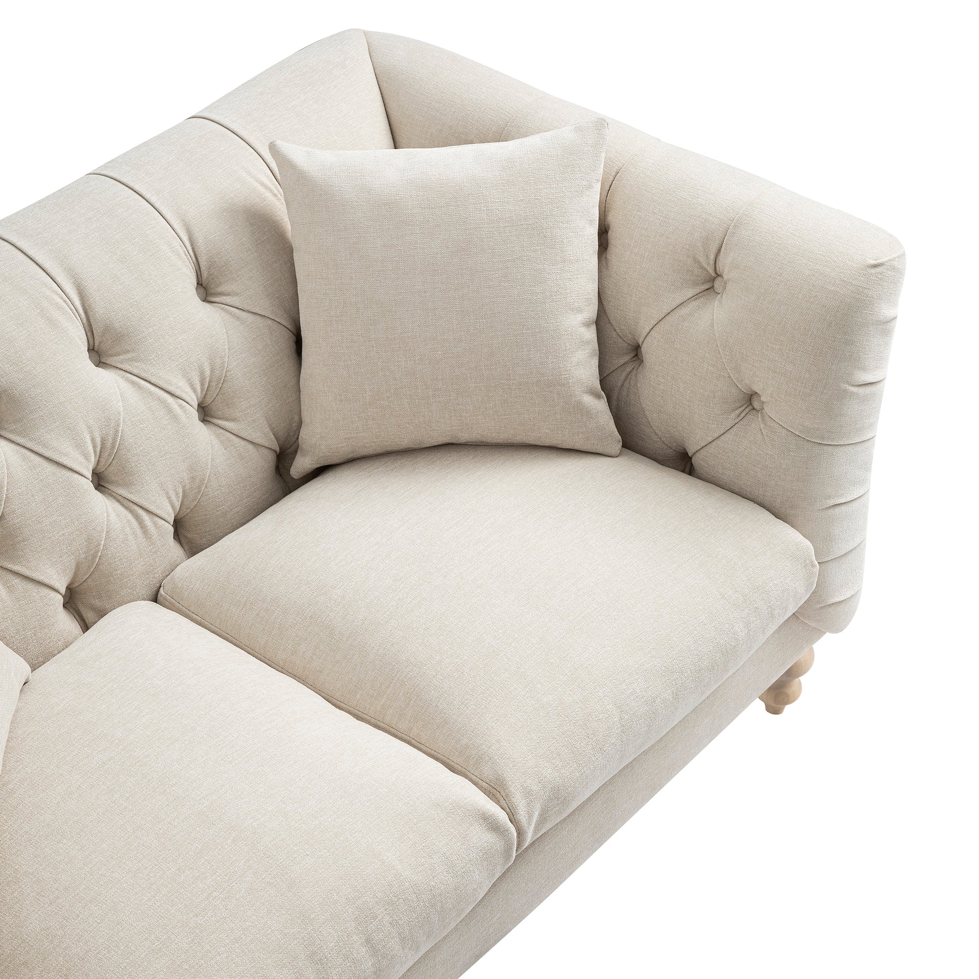 Ashby Chesterfield 2-Seater Sofa, Oatmeal Chenille - Image 15