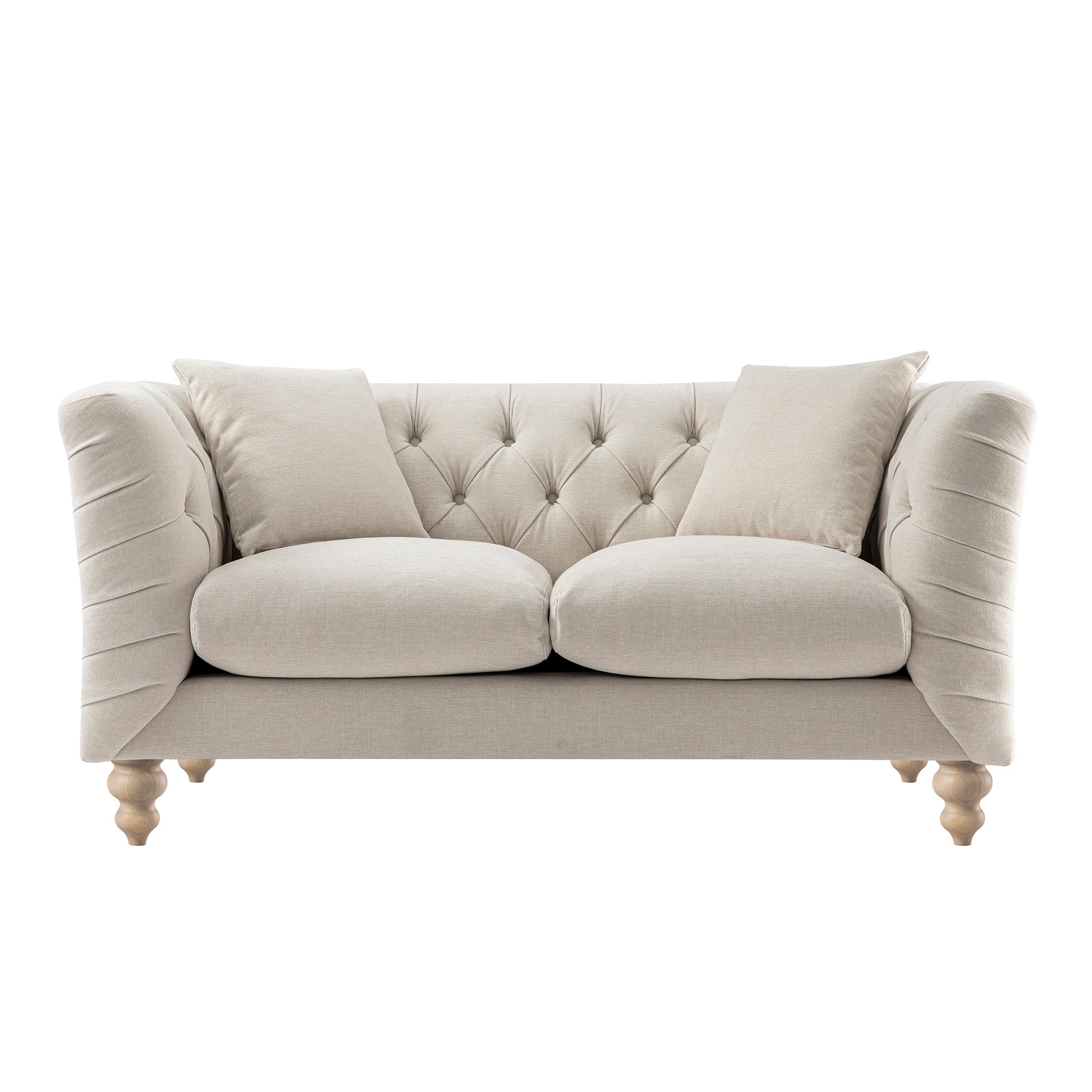 Ashby Chesterfield 2-Seater Sofa, Oatmeal Chenille - Image 7