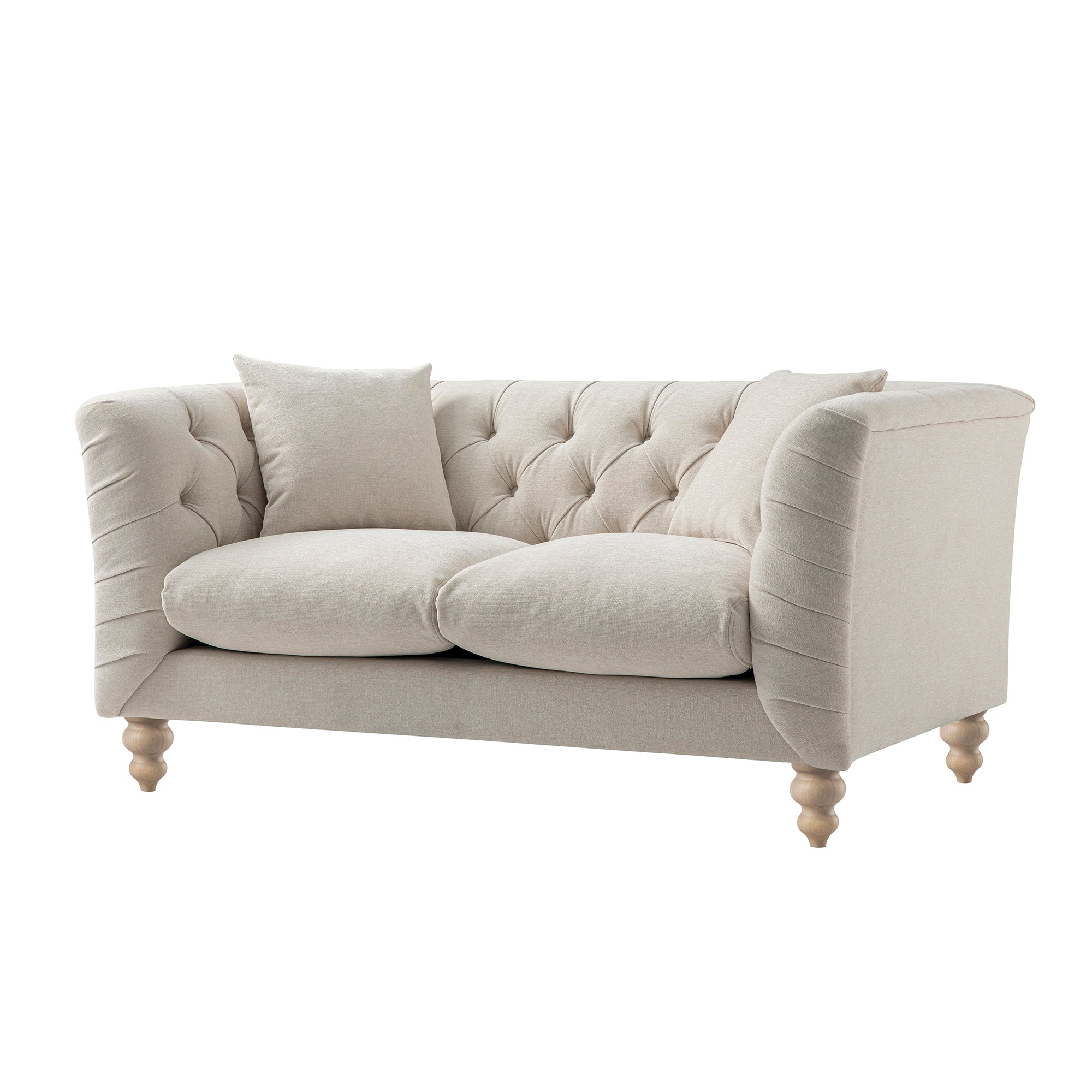 Ashby Chesterfield 2-Seater Sofa, Oatmeal Chenille - Image 8