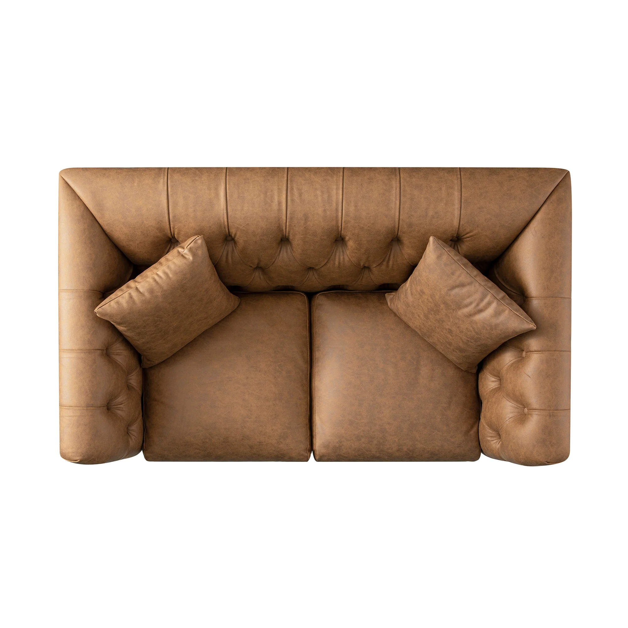 Ashby Chesterfield 2-Seater Sofa, Tan Faux Leather - Image 12