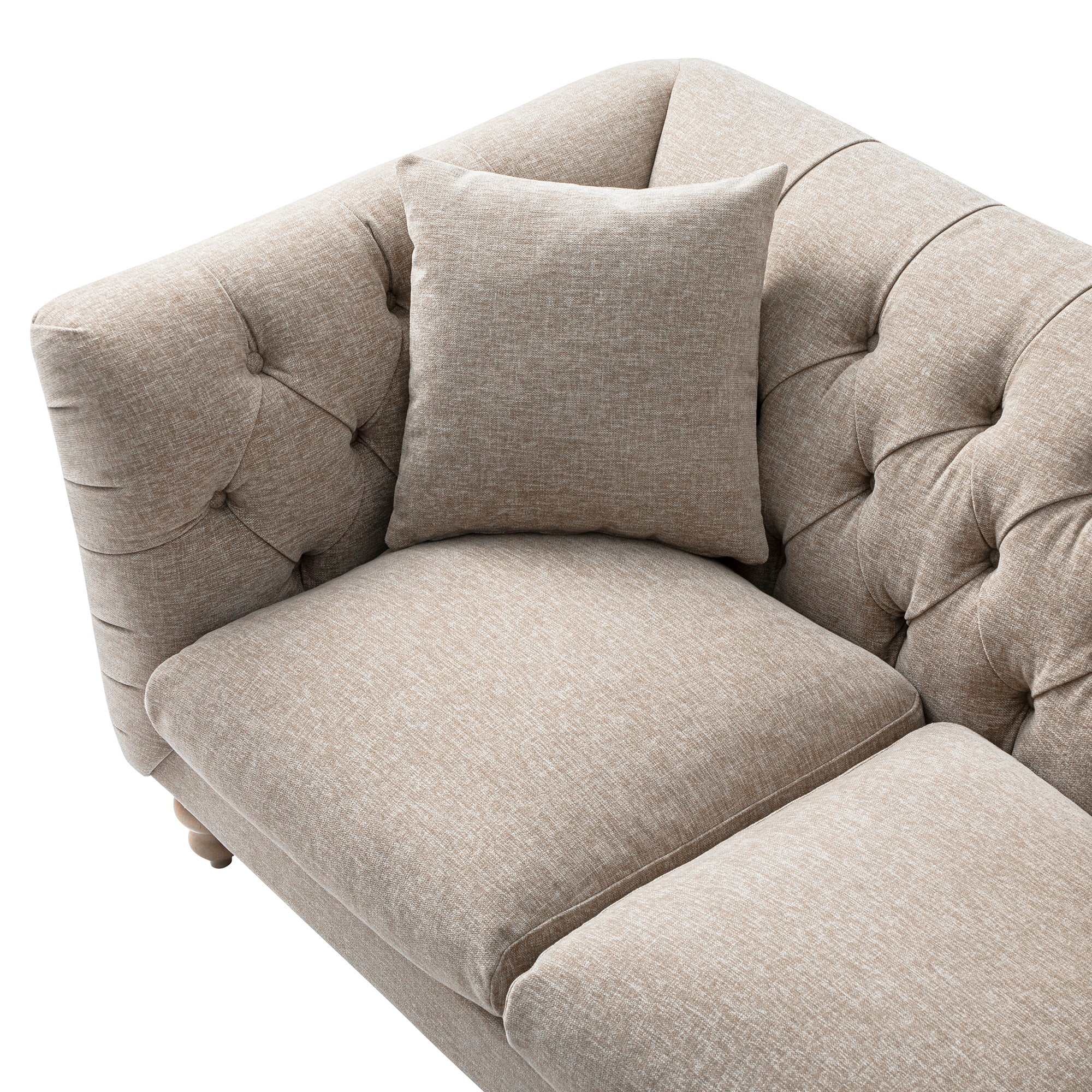 Ashby Chesterfield 2-Seater Sofa, Taupe Chenille - Image 15