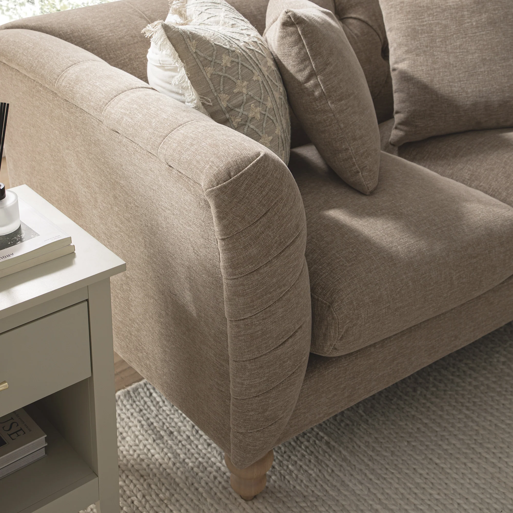 Ashby Chesterfield 2-Seater Sofa, Taupe Chenille - Image 6