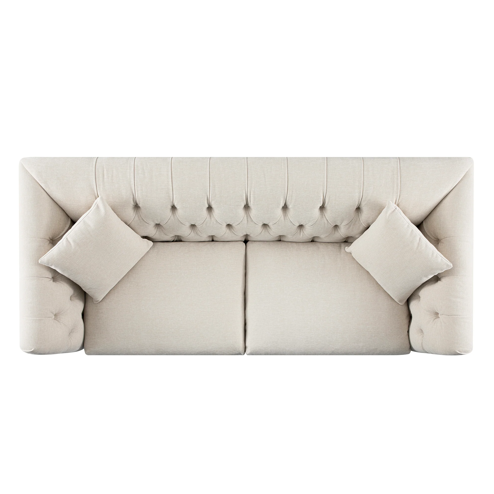 Ashby Chesterfield Large 3-Seater Sofa, Oatmeal Chenille - Image 13