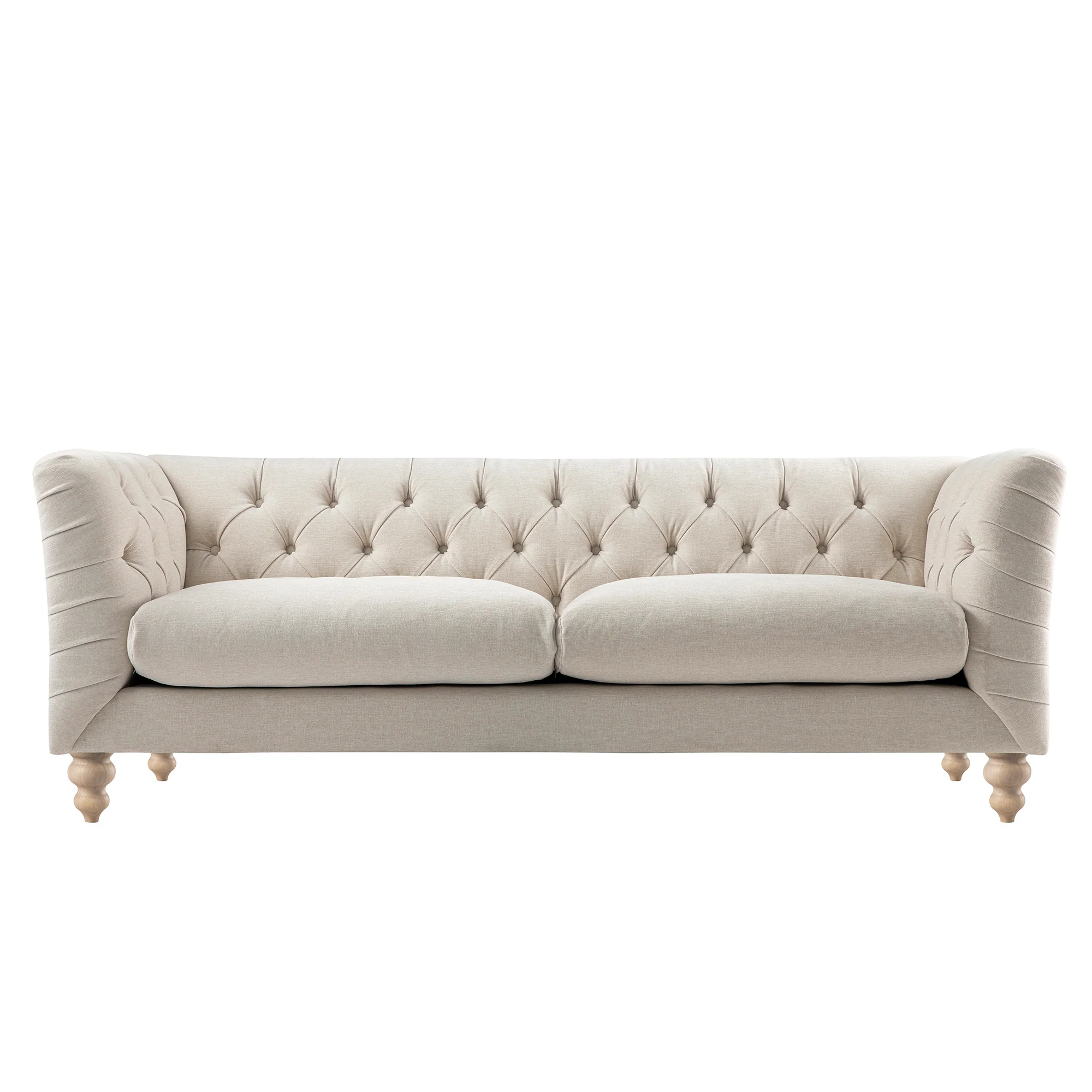 Ashby Chesterfield Large 3-Seater Sofa, Oatmeal Chenille - Image 9