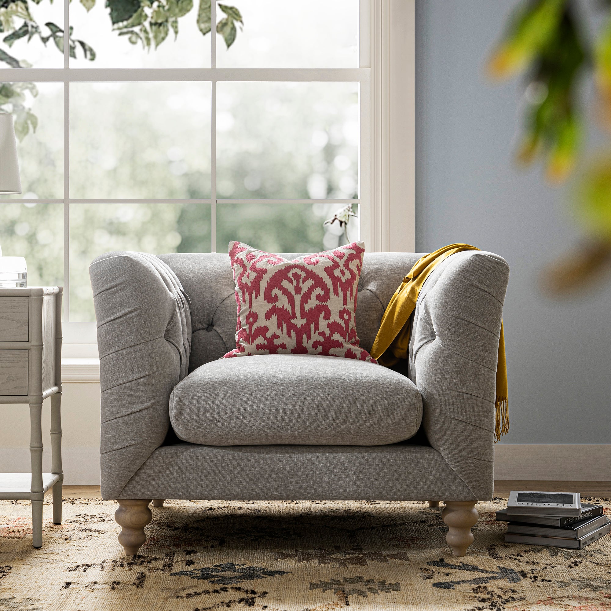 Ashby Chesterfield Armchair, Mist Grey Chenille - Image 2
