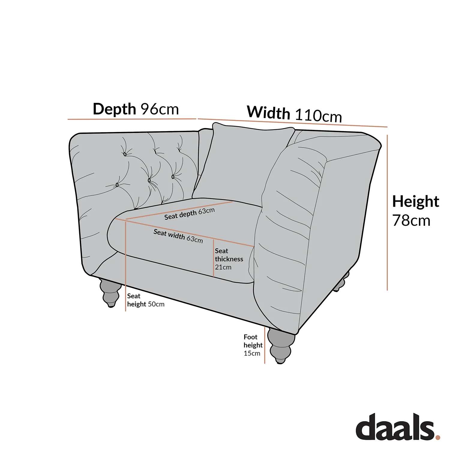 Ashby Chesterfield Armchair, Mist Grey Chenille - Image 10