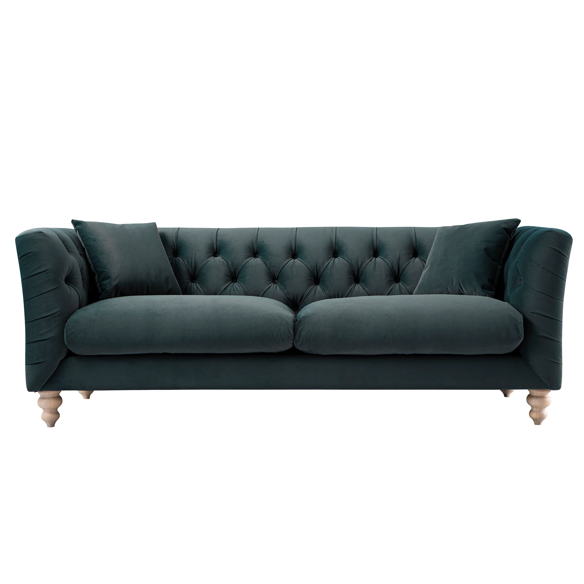 Ashby Chesterfield Large 3-Seater Sofa, Aegean Blue Velvet - Image 7