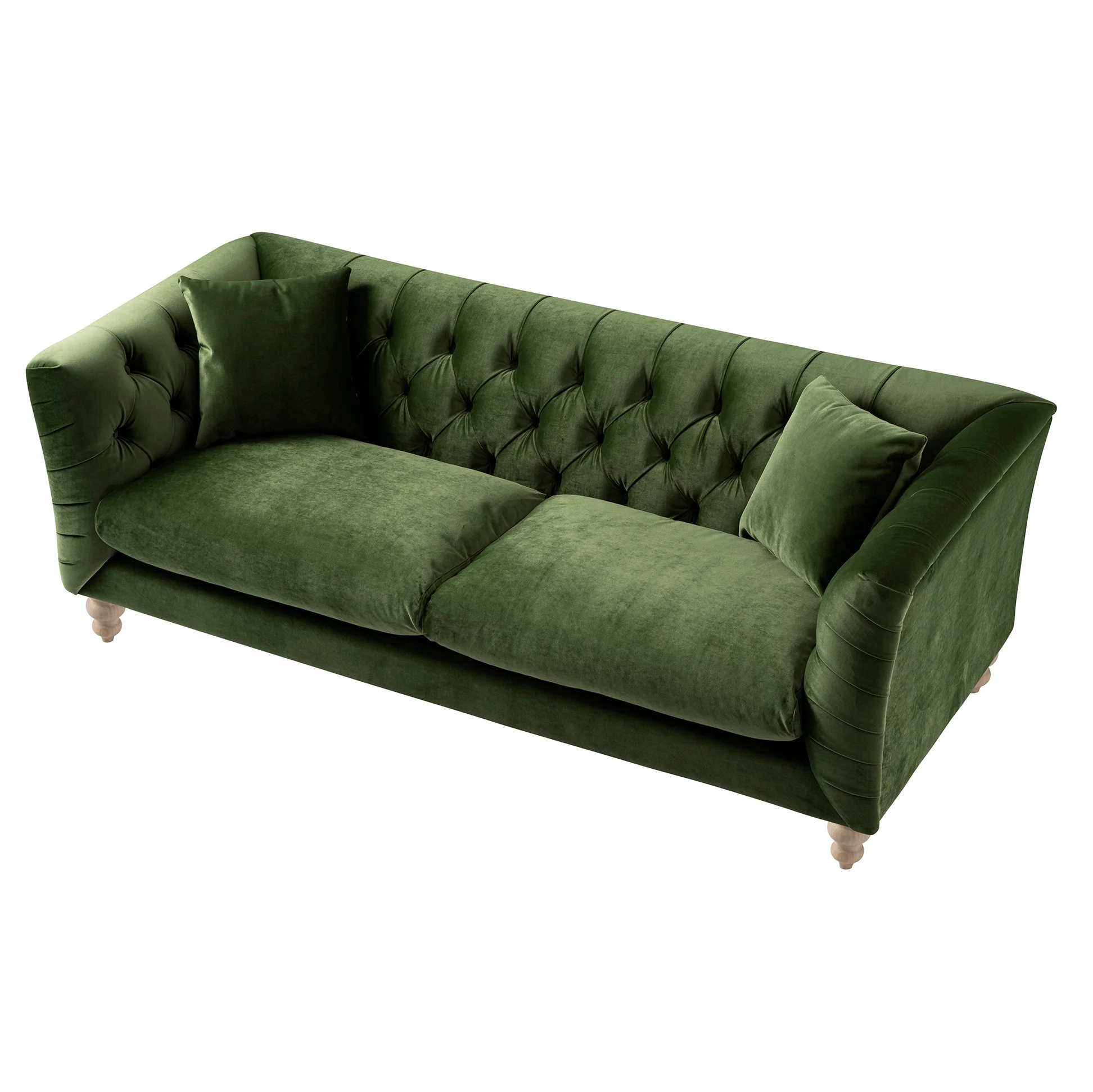 Ashby Chesterfield Large 3-Seater Sofa, Fern Green Velvet - Image 10