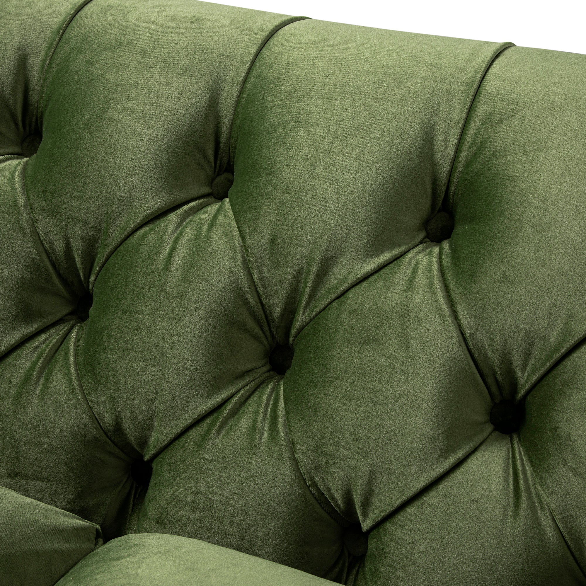 Ashby Chesterfield Large 3-Seater Sofa, Fern Green Velvet - Image 15