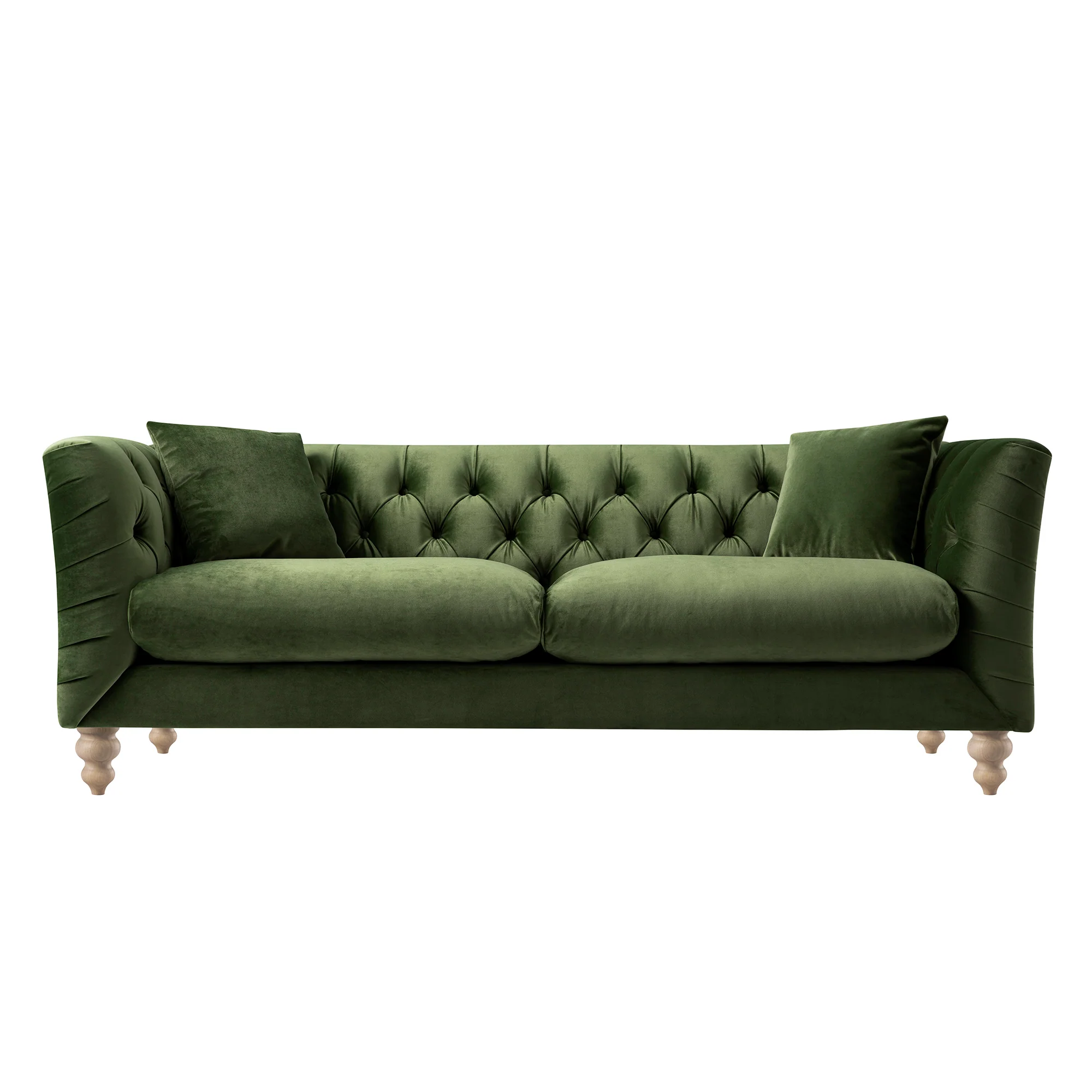 Ashby Chesterfield Large 3-Seater Sofa, Fern Green Velvet - Image 6