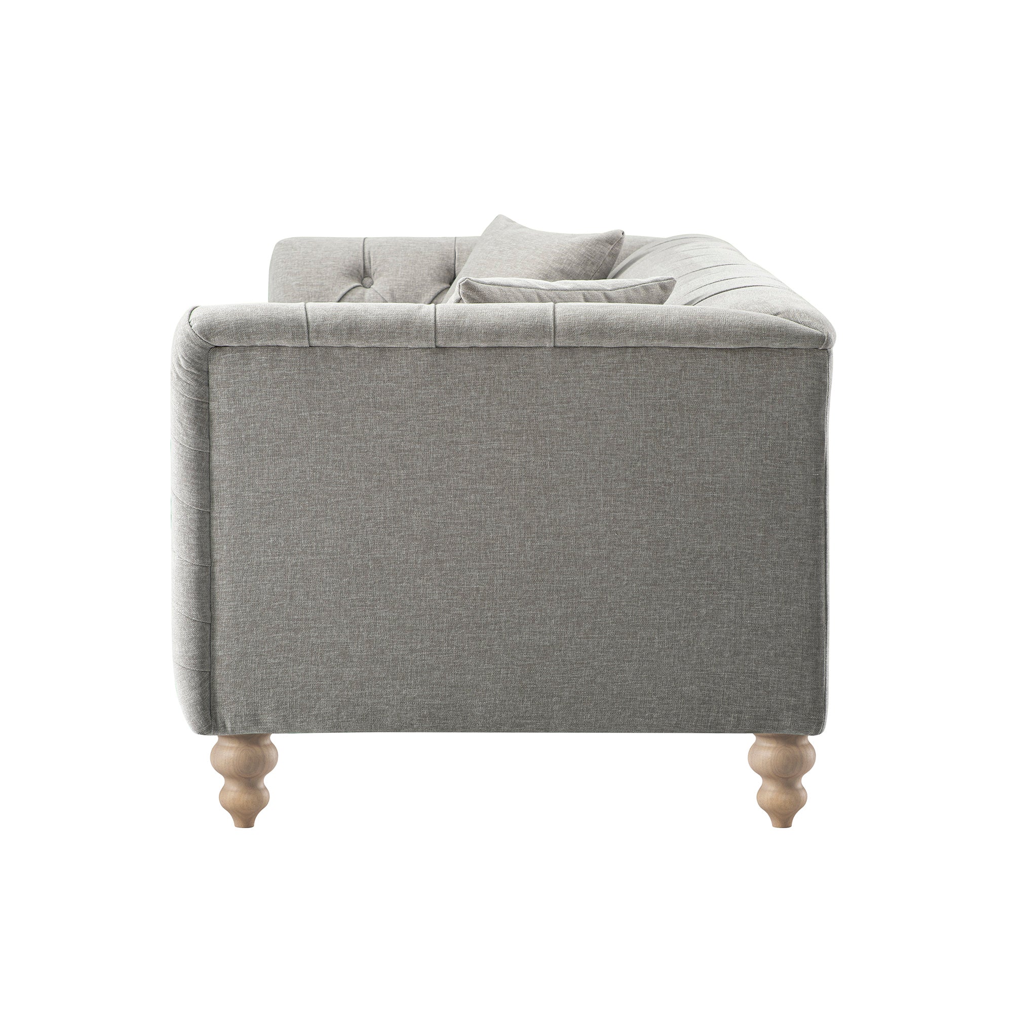 Ashby Chesterfield Large 3-Seater Sofa, Mist Grey Chenille - Image 12