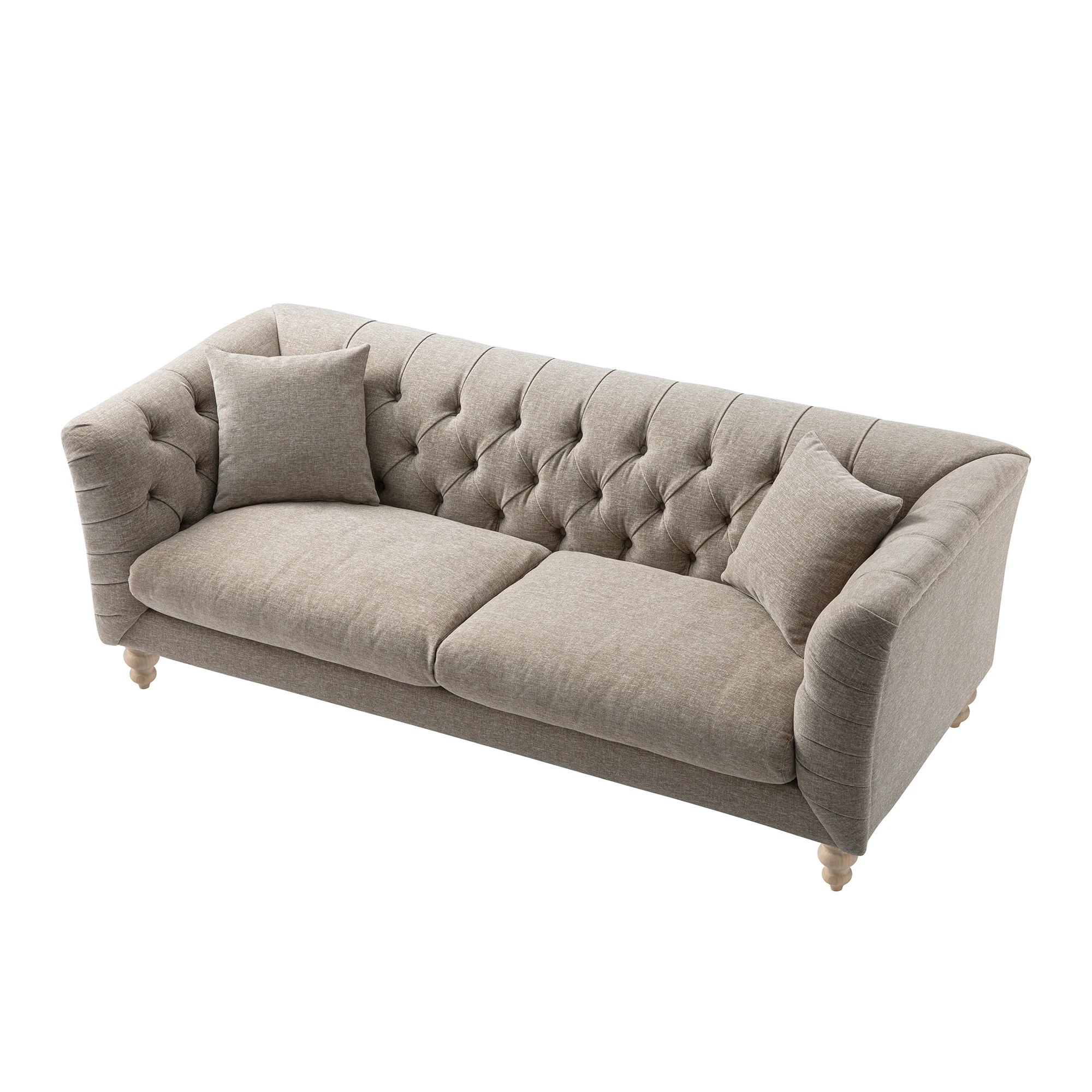 Ashby Chesterfield Large 3-Seater Sofa, Taupe Chenille - Image 12