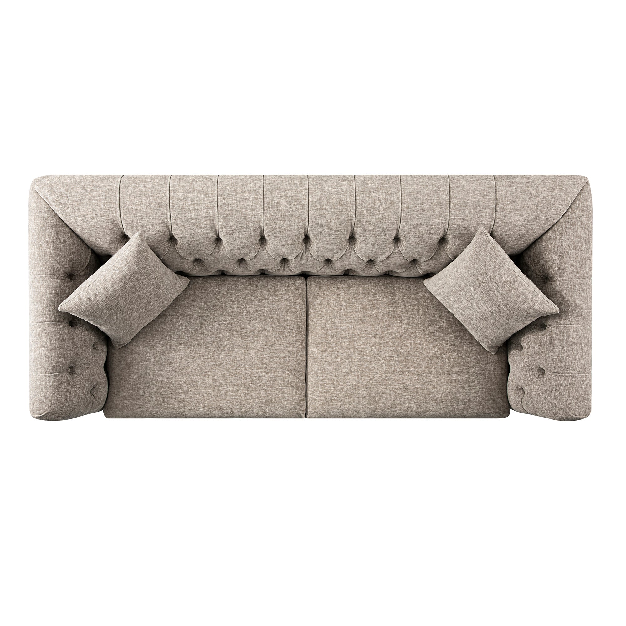 Ashby Chesterfield Large 3-Seater Sofa, Taupe Chenille - Image 13
