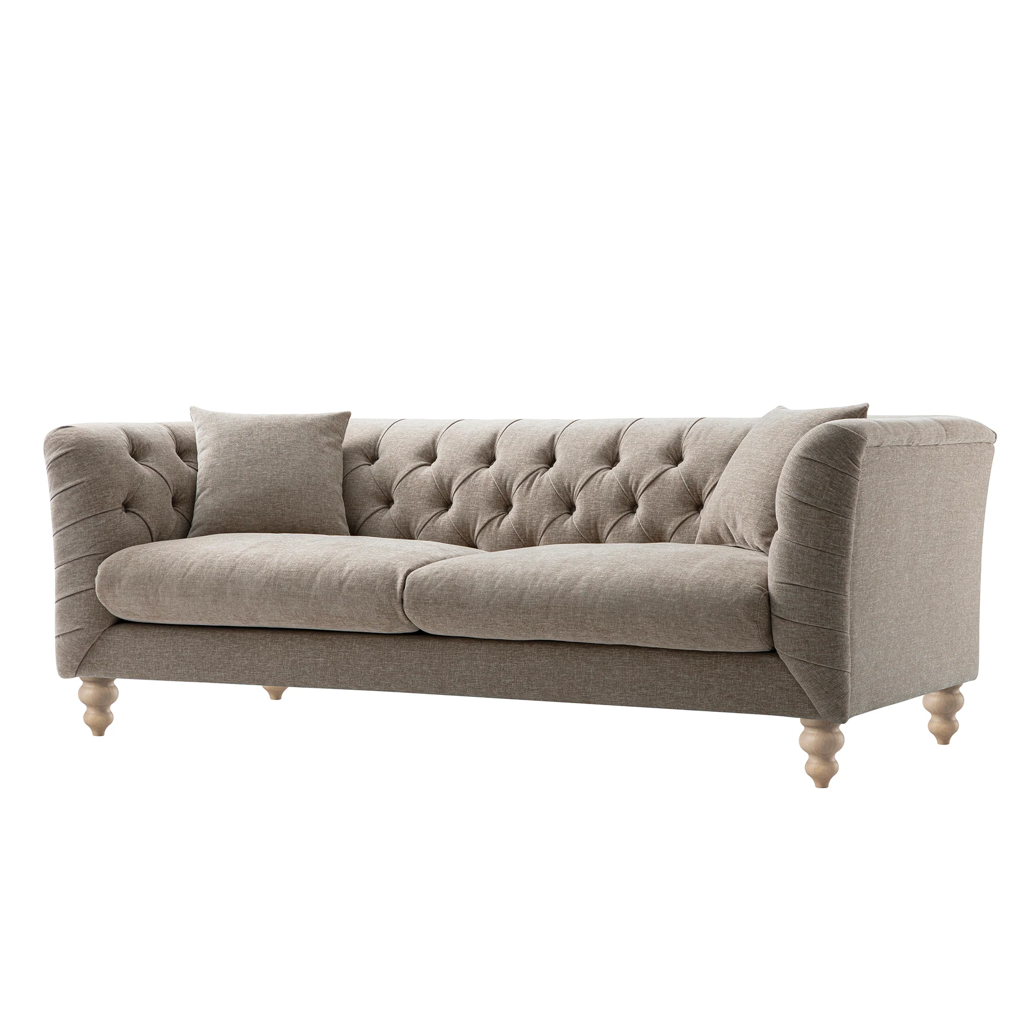 Ashby Chesterfield Large 3-Seater Sofa, Taupe Chenille - Image 9