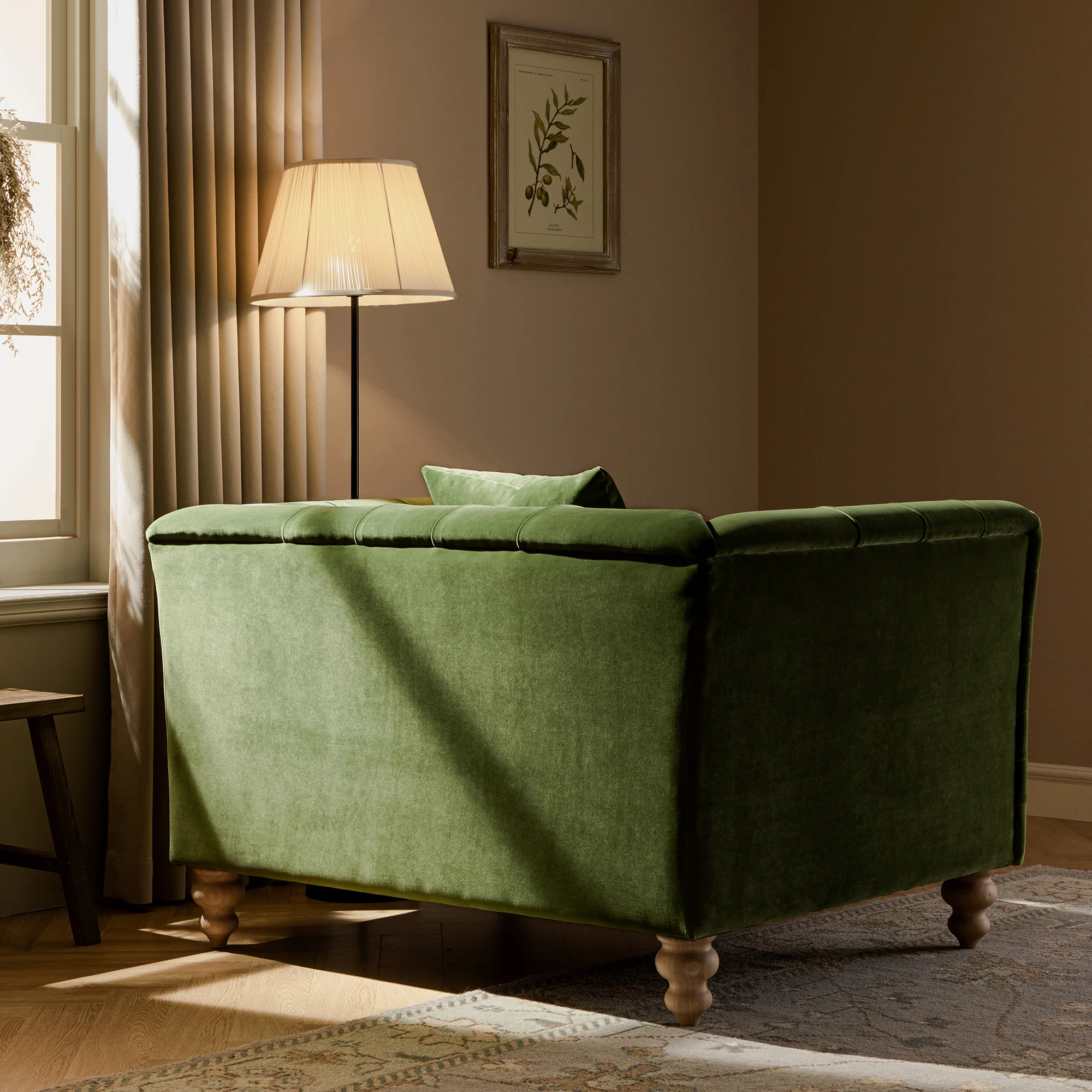 Ashby Chesterfield Loveseat, Fern Green Velvet - Image 3