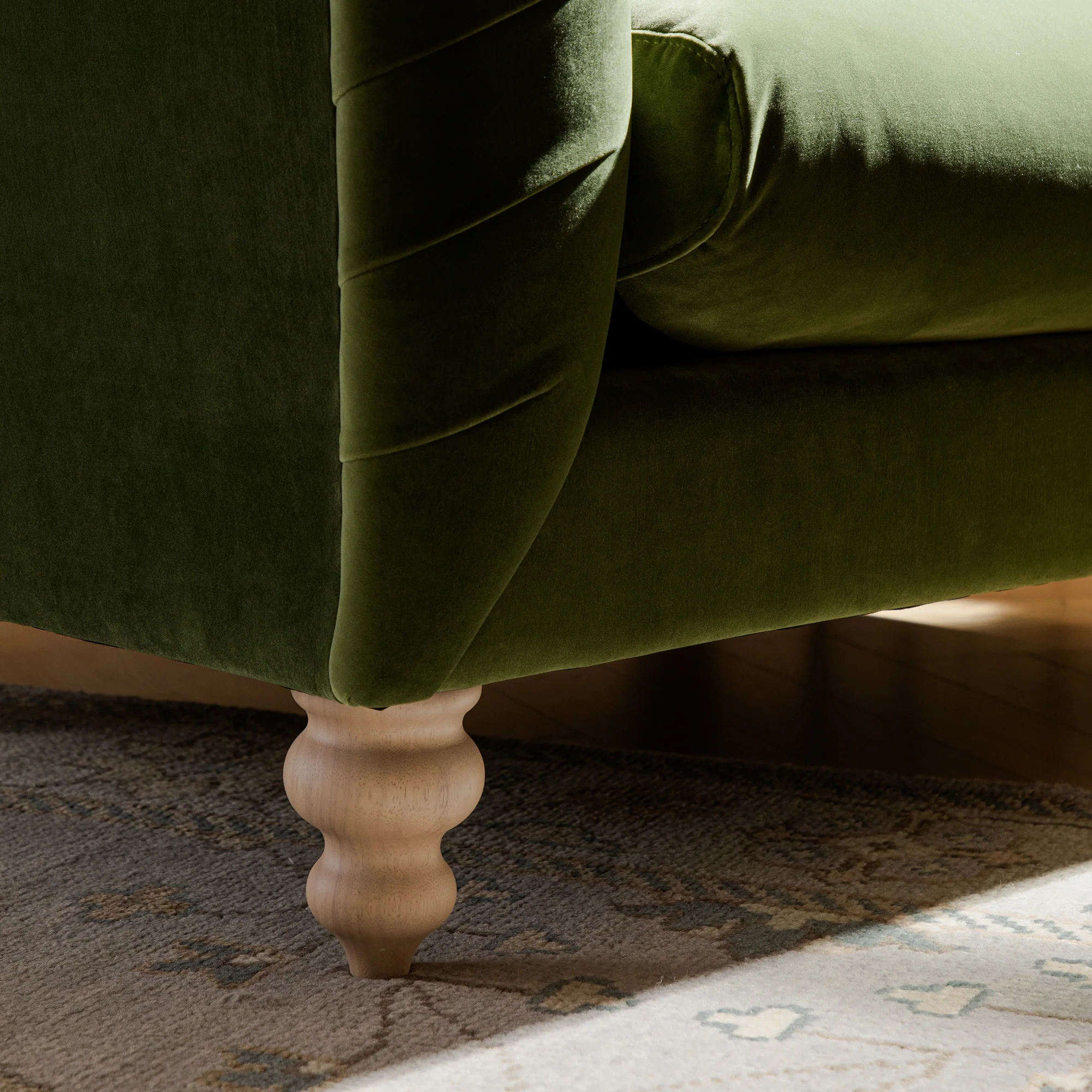 Ashby Chesterfield Loveseat, Fern Green Velvet - Image 7