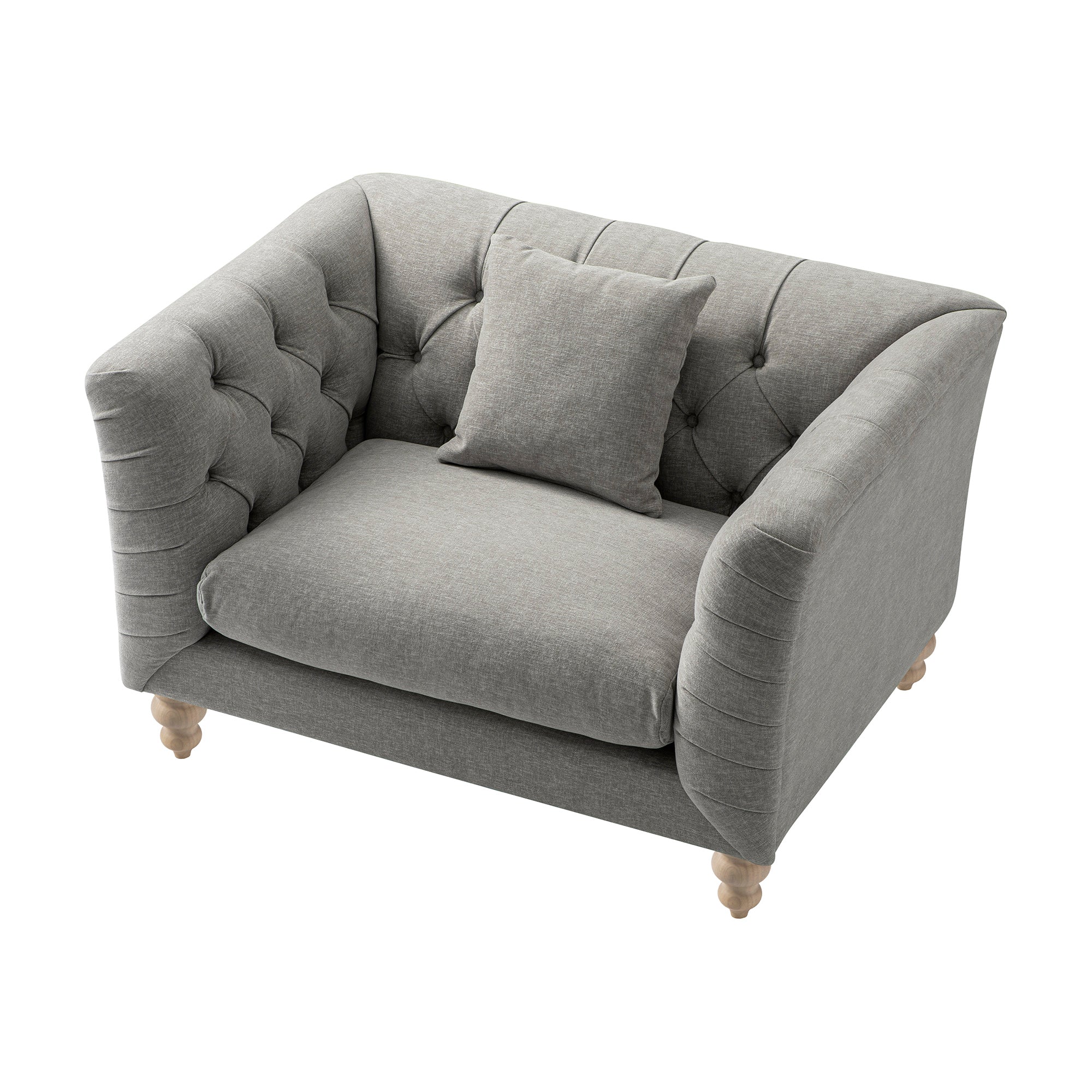 Ashby Chesterfield Loveseat, Mist Grey Chenille - Image 11