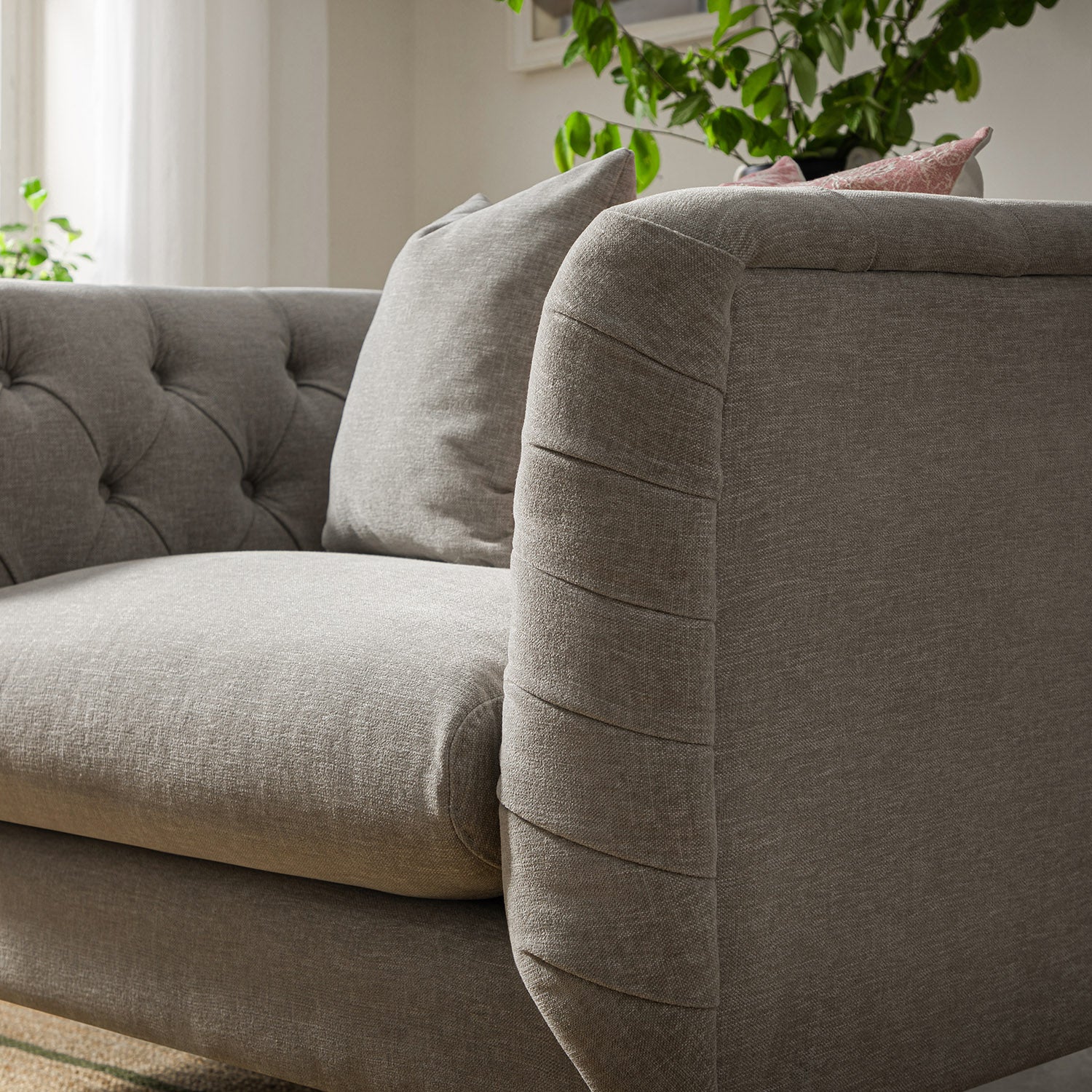 Ashby Chesterfield Loveseat, Mist Grey Chenille - Image 5