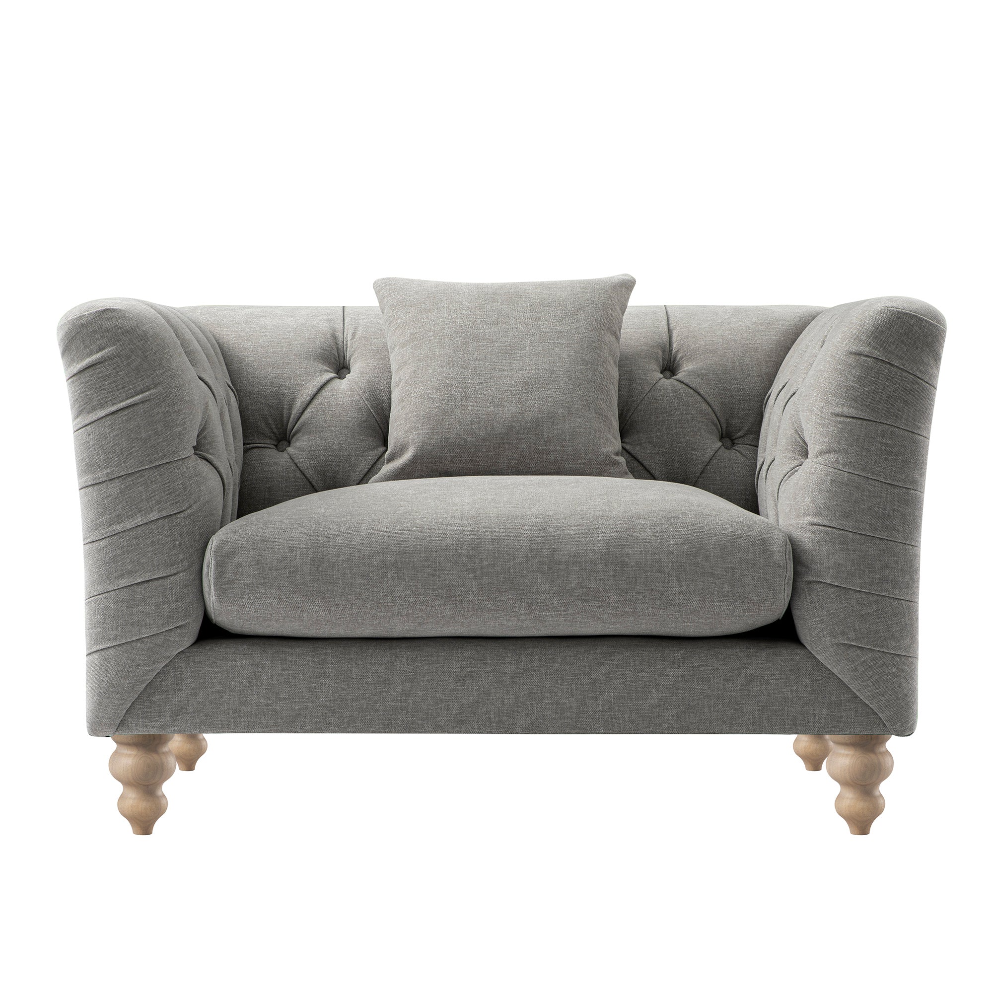 Ashby Chesterfield Loveseat, Mist Grey Chenille - Image 7