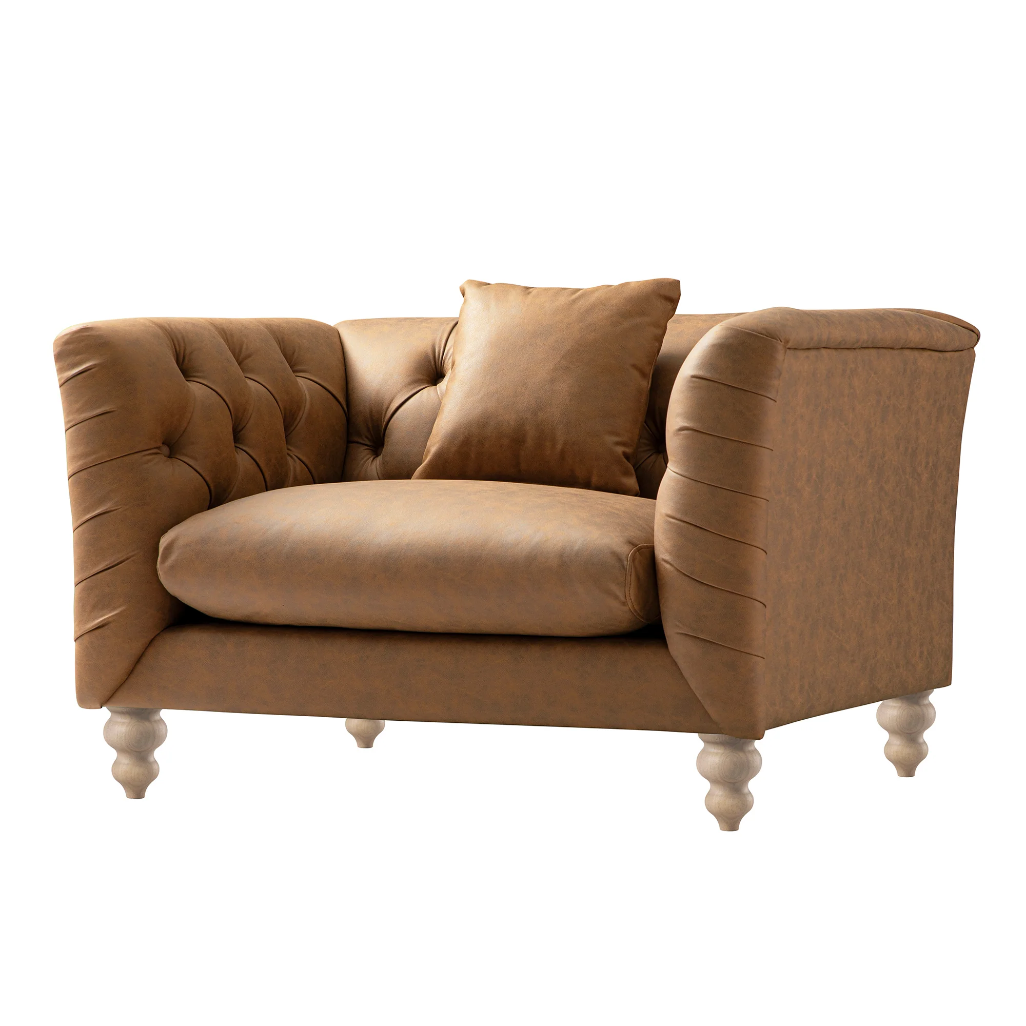 Ashby Chesterfield Loveseat, Tan Faux Leather - Image 10