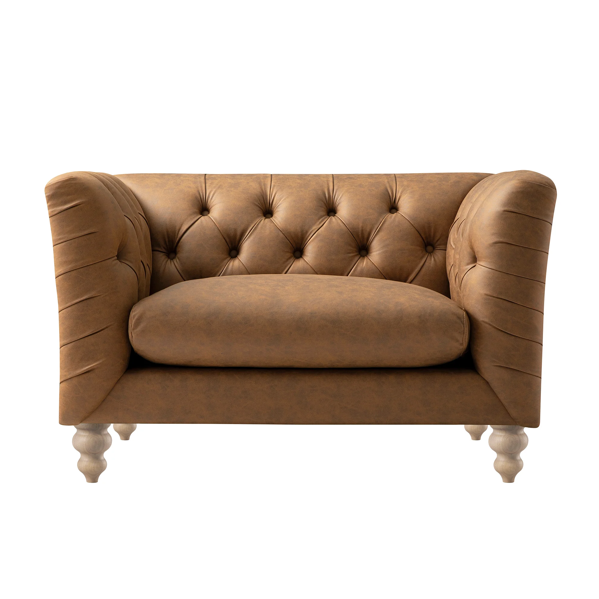 Ashby Chesterfield Loveseat, Tan Faux Leather - Image 12