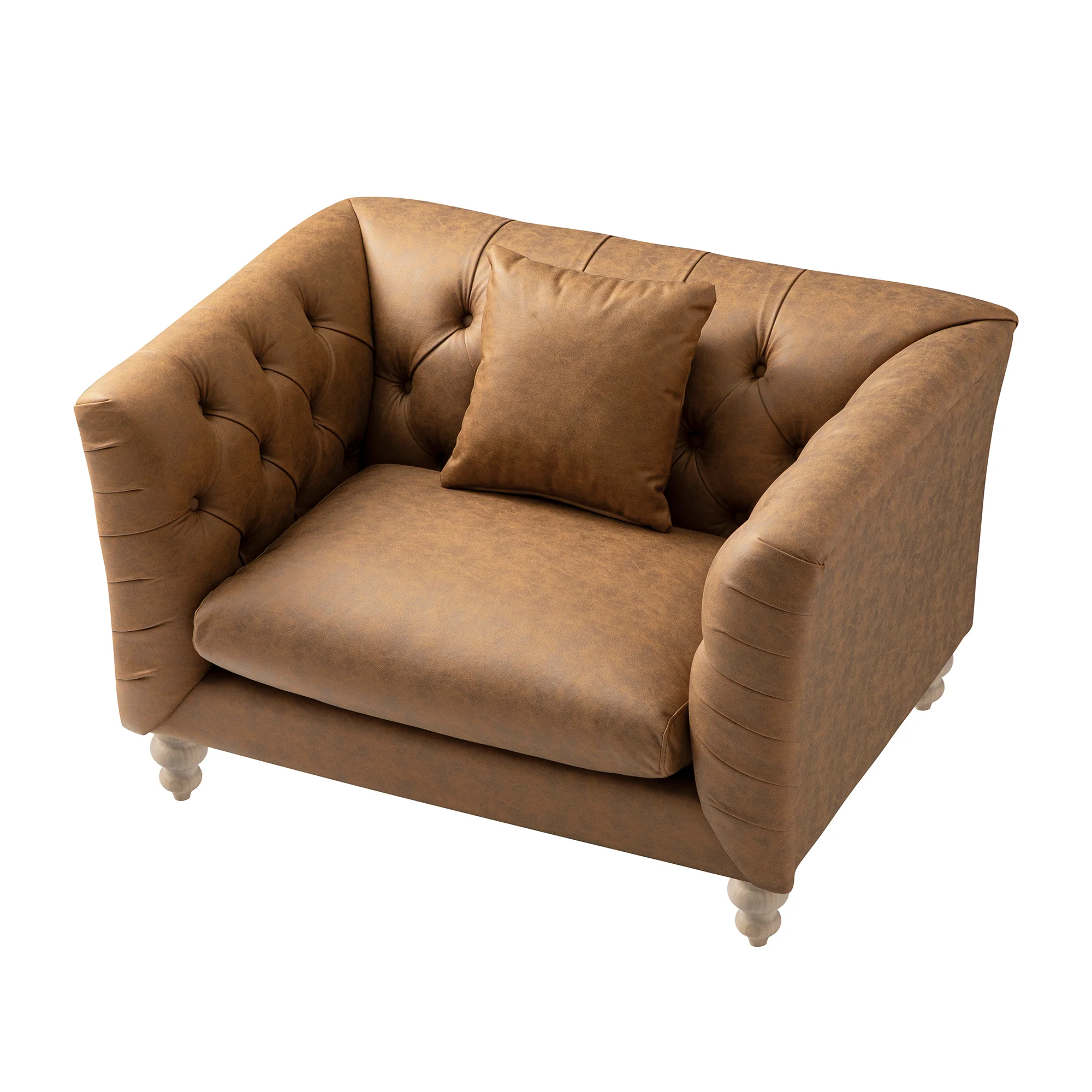 Ashby Chesterfield Loveseat, Tan Faux Leather - Image 13