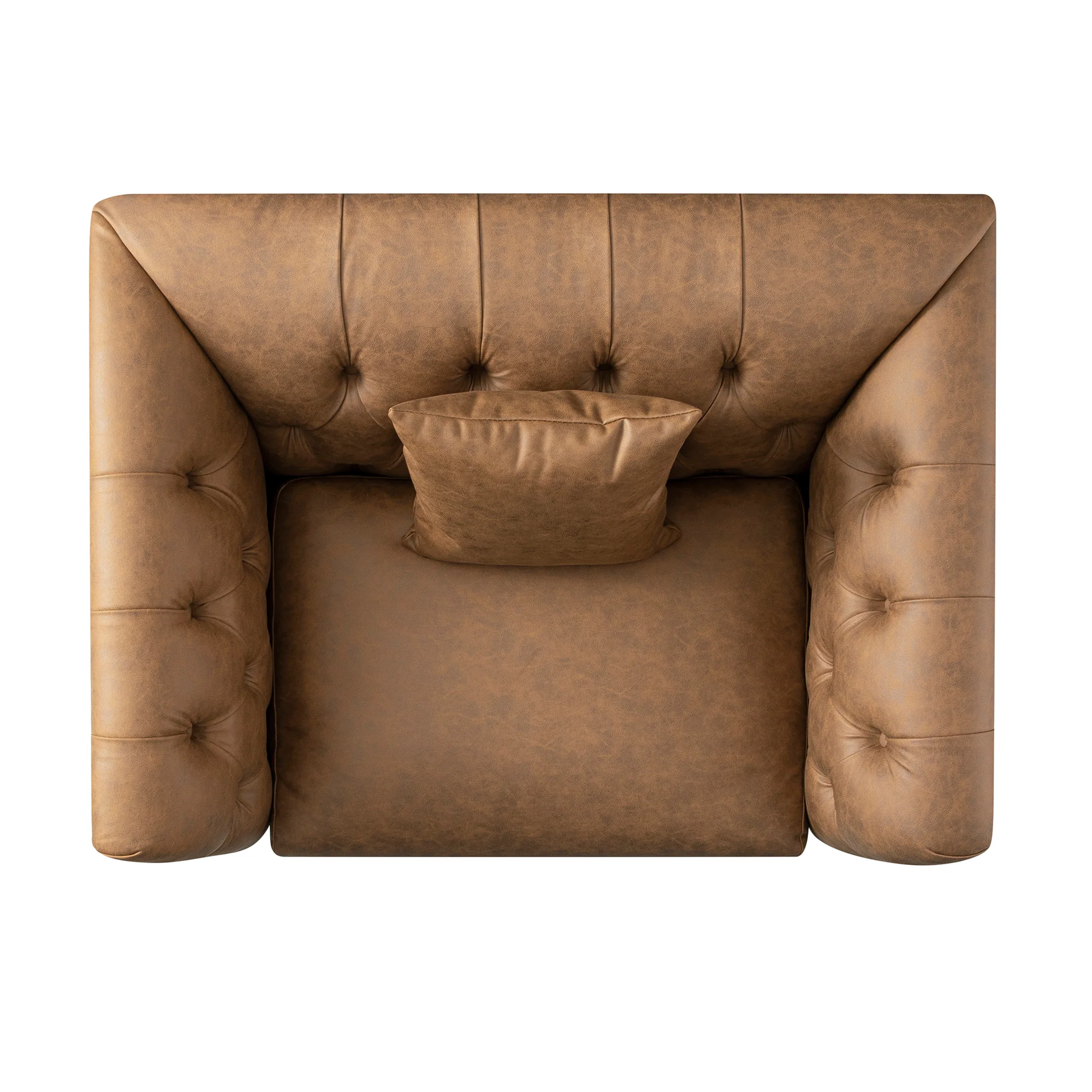 Ashby Chesterfield Loveseat, Tan Faux Leather - Image 14