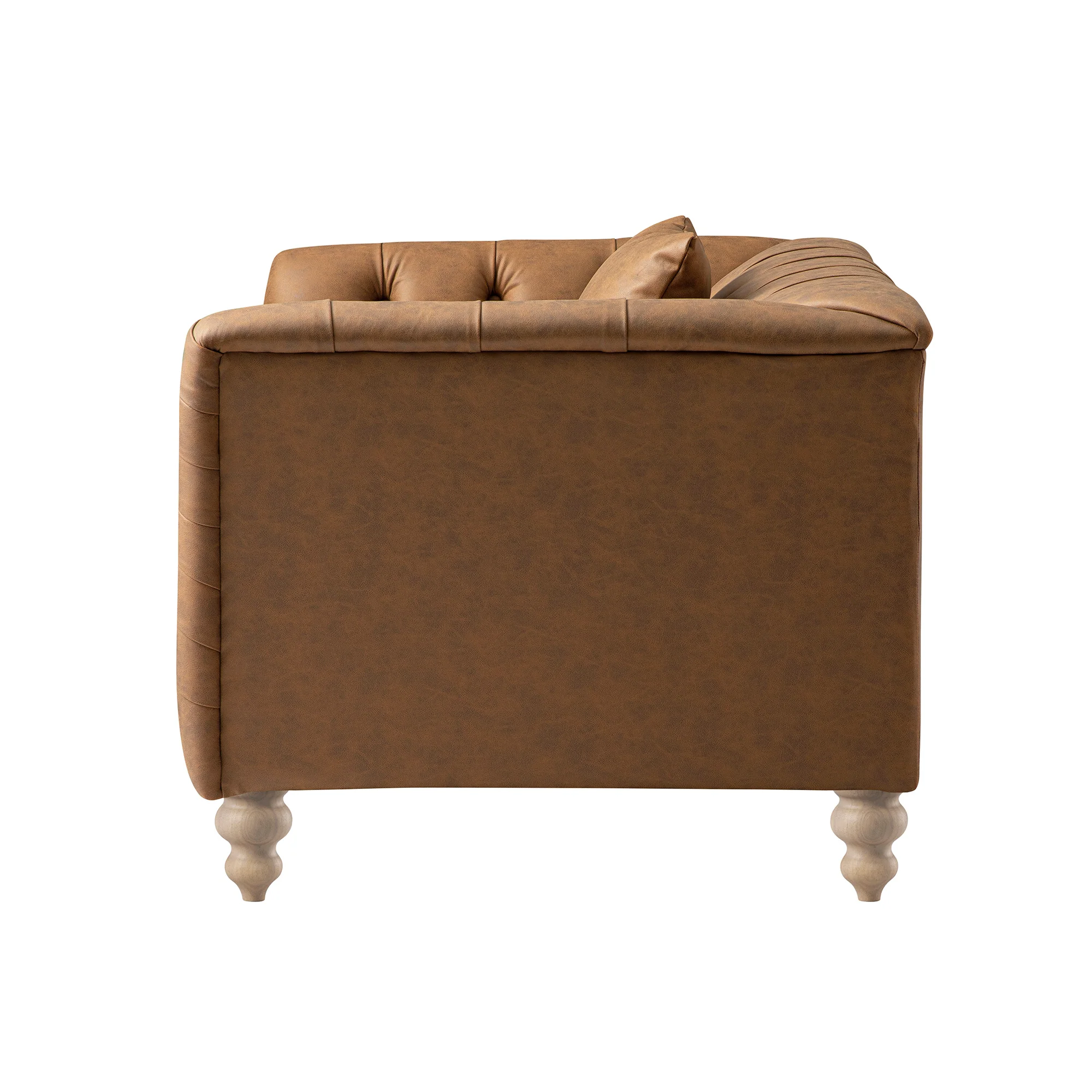 Ashby Chesterfield Loveseat, Tan Faux Leather - Image 15