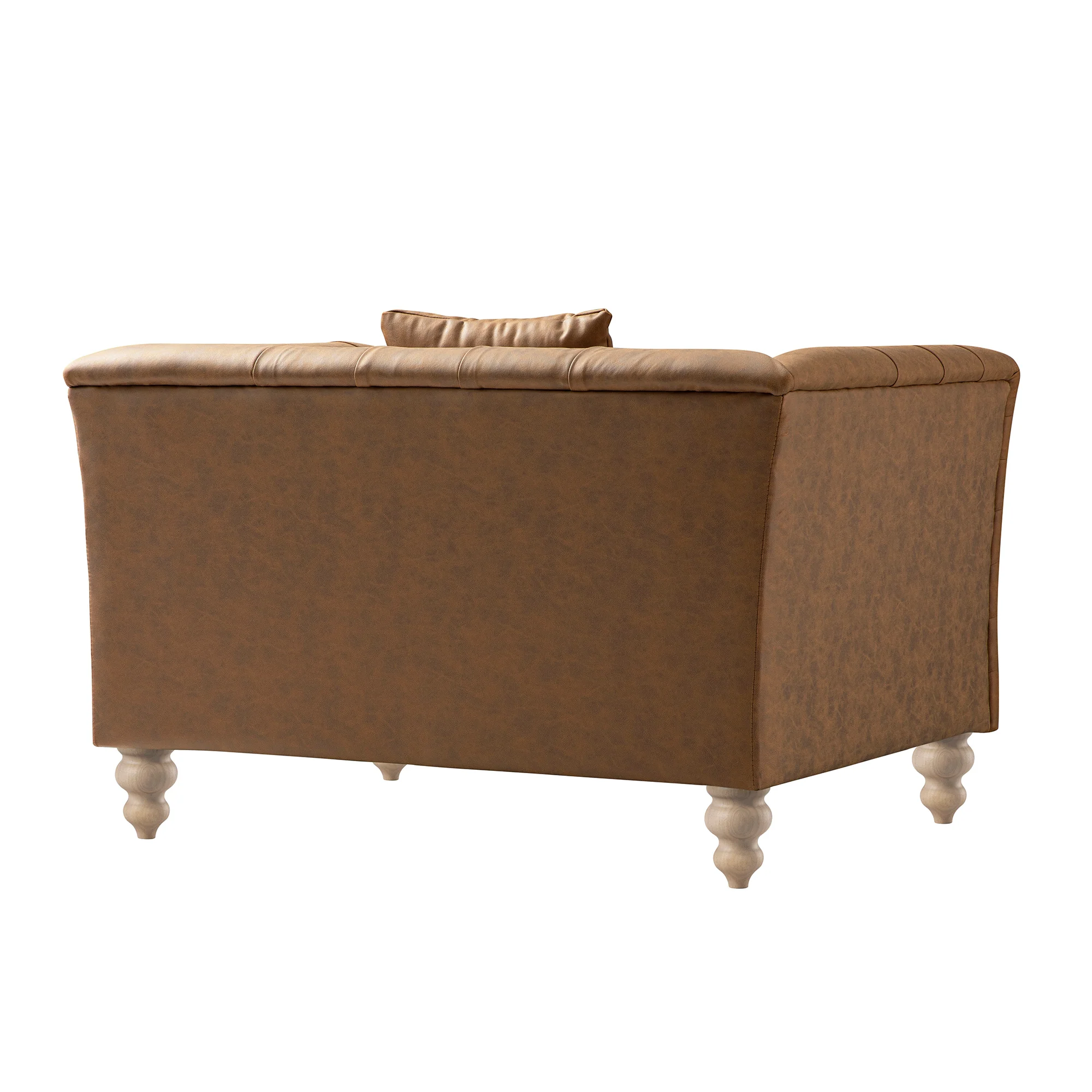 Ashby Chesterfield Loveseat, Tan Faux Leather - Image 16