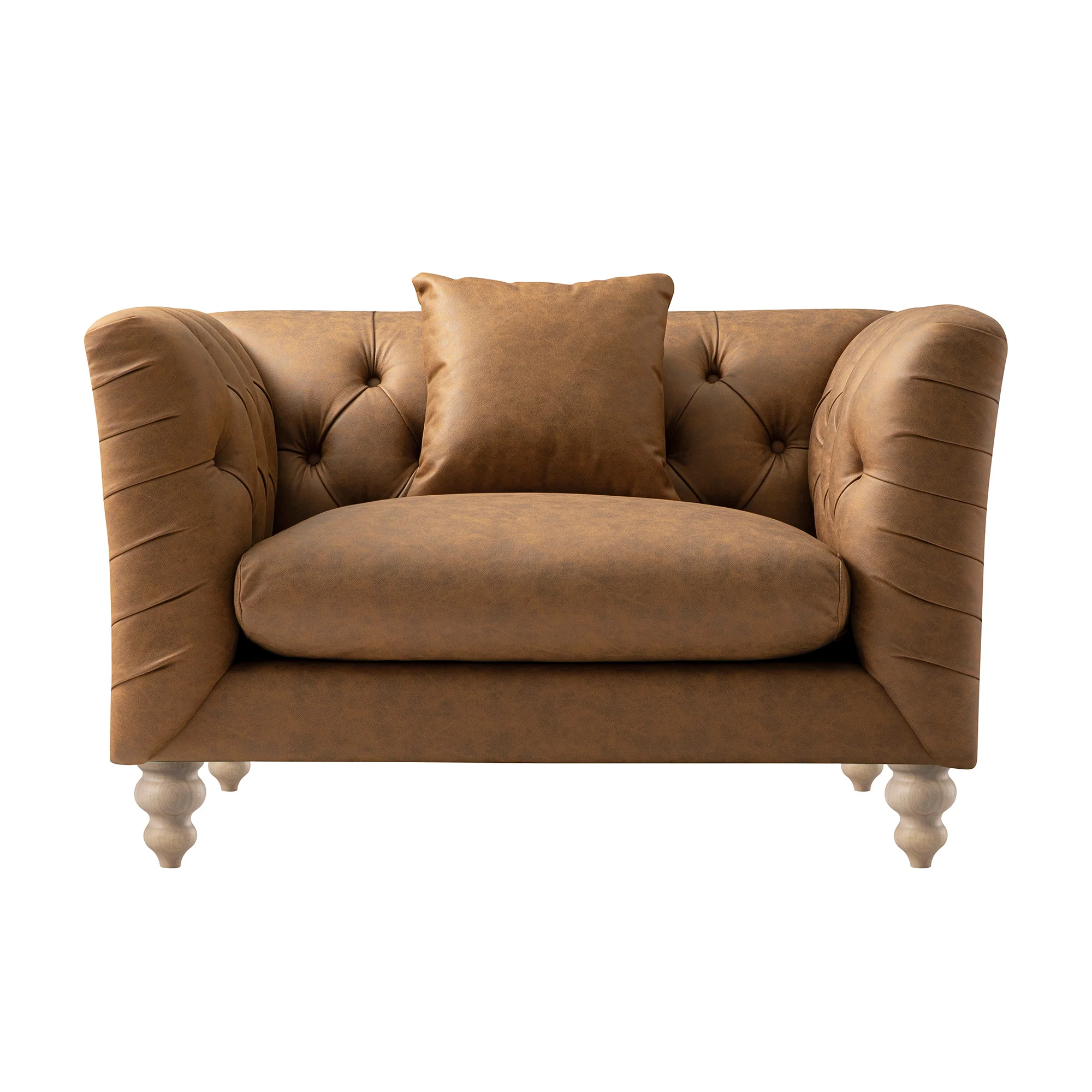 Ashby Chesterfield Loveseat, Tan Faux Leather - Image 9