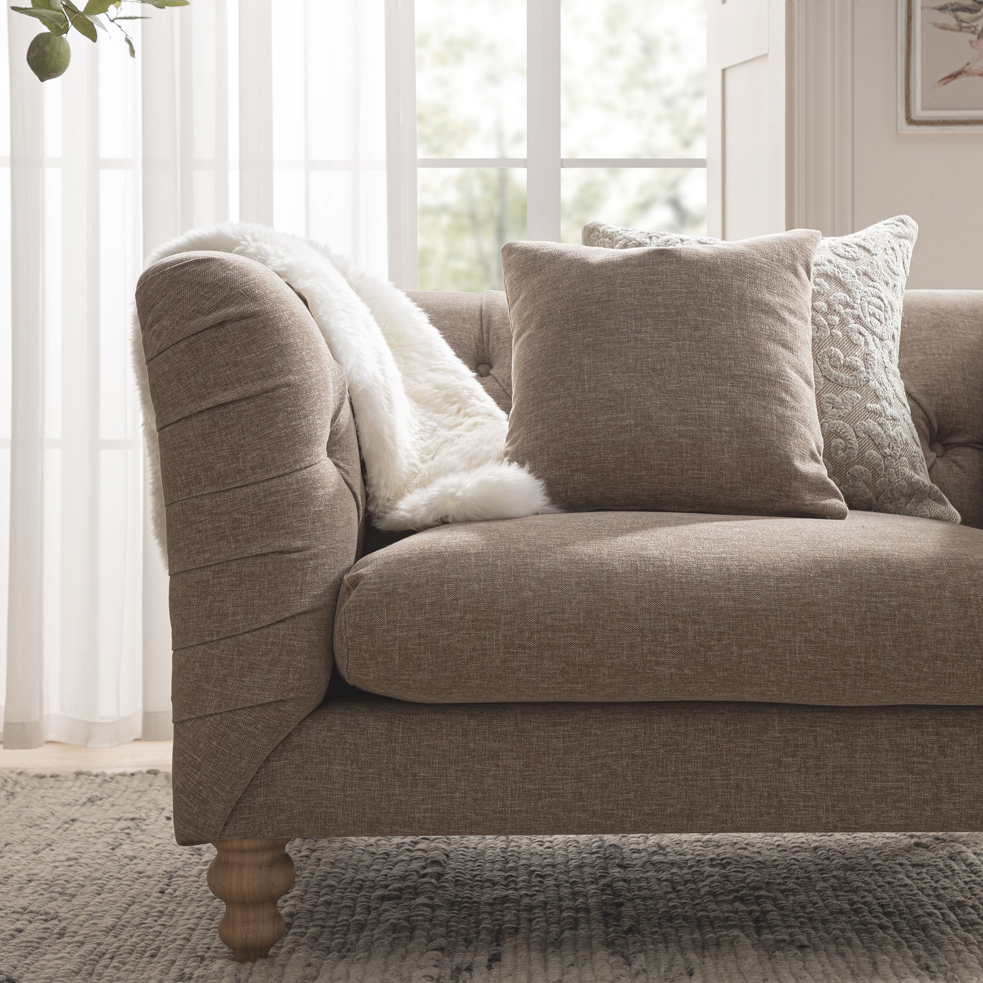 Ashby Chesterfield Loveseat, Taupe Chenille - Image 4