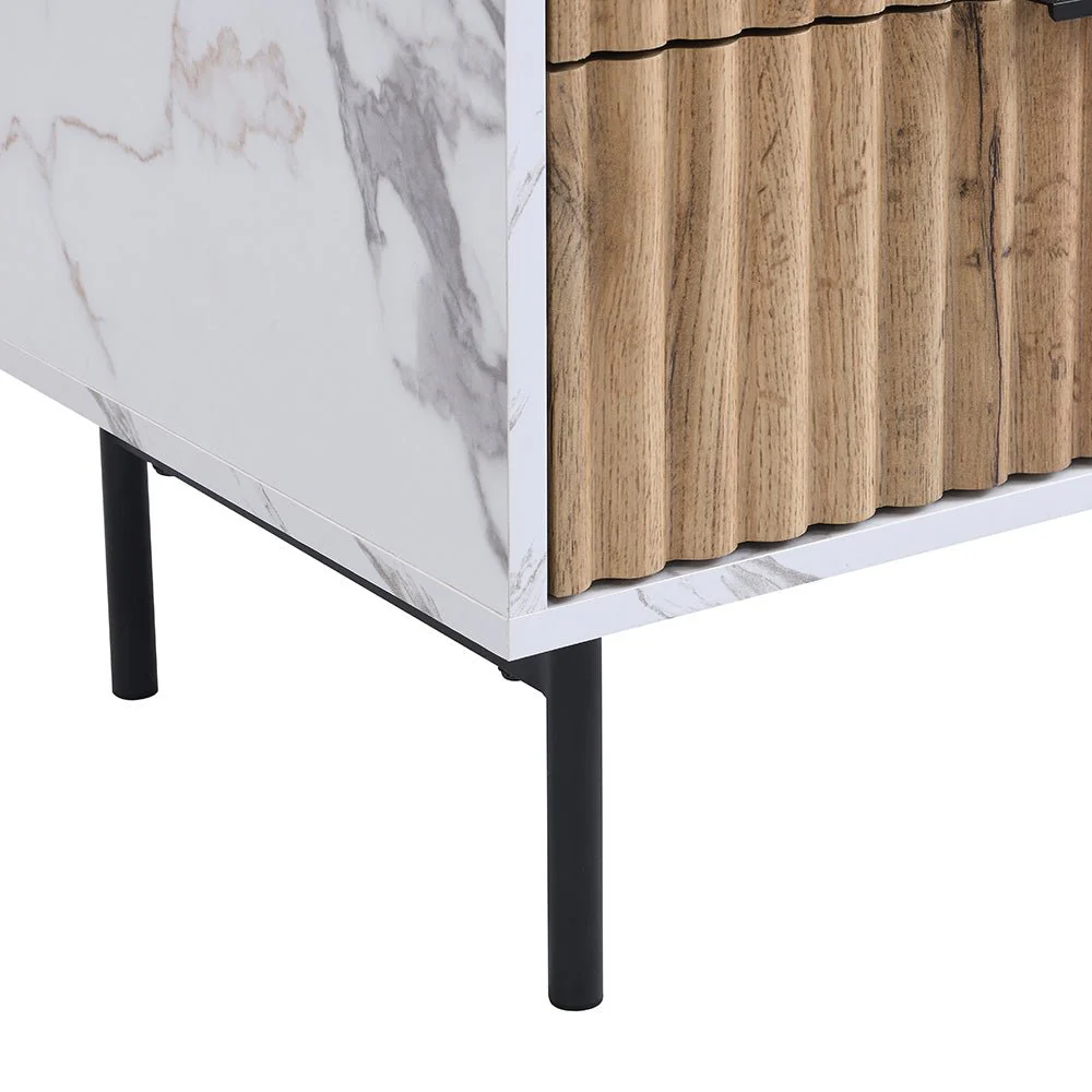 Aspen Oak and Marble Effect 2-Drawer Bedside Table - Image 14