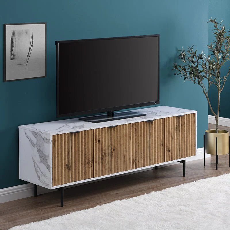Aspen Oak and Marble Effect 150cm Wide TV Unit - Image 5