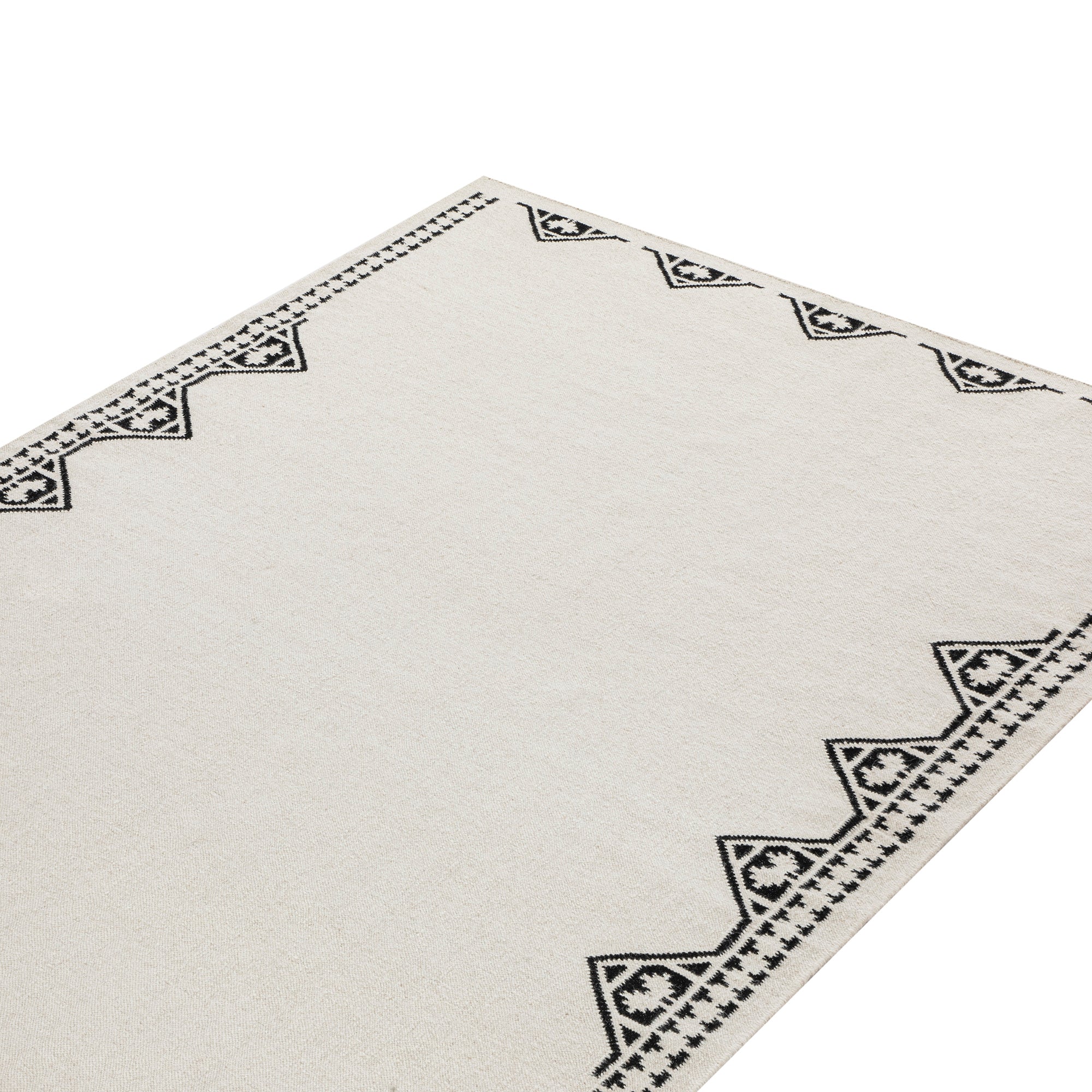 Atlan Cream & Black Handwoven Wool Rug - Image 3