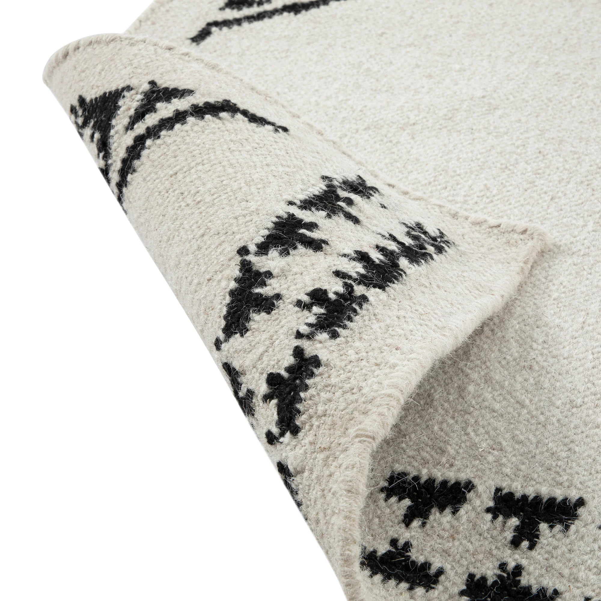Atlan Cream & Black Handwoven Wool Rug - Image 6